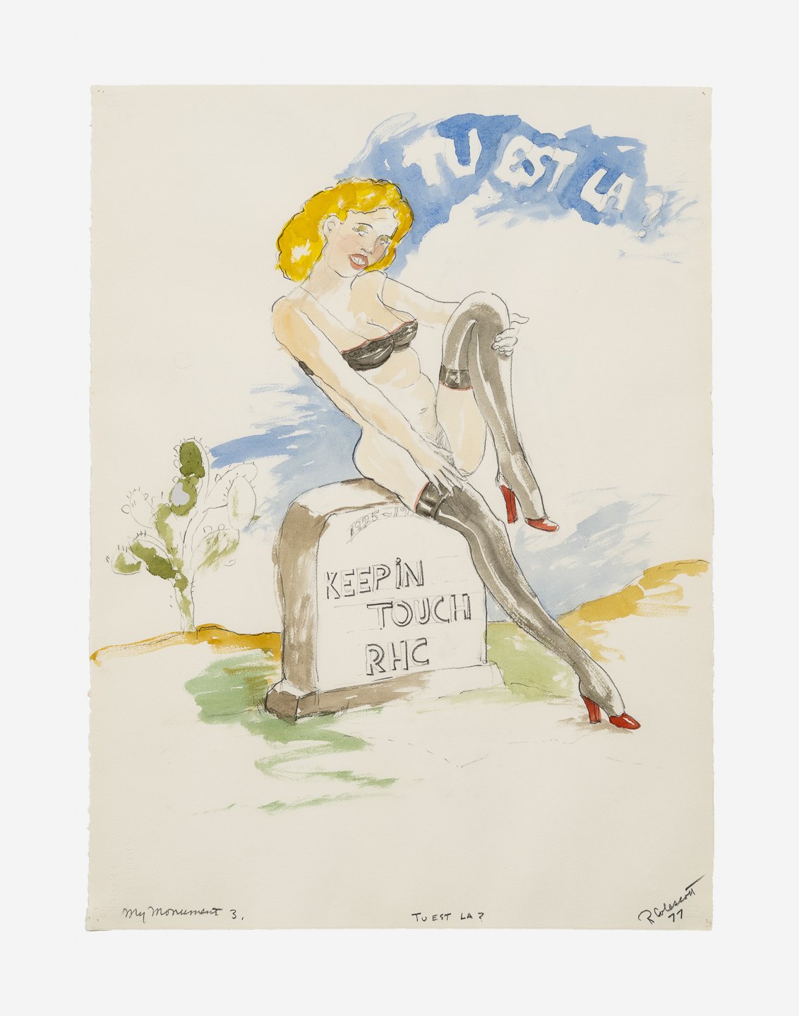    &nbsp;Robert Colescott,  My Monument 3 , 1977. Watercolor and graphite on paper; Sheet: 30 1/4 x 22 1/4 in (76.8 x 57.8 cm) Framed: 37 3/4 x 29 3/4 in (95.9 x 75.6 cm). © The Robert H. Colescott Separate Property Trust / Artists Rights Society (AR