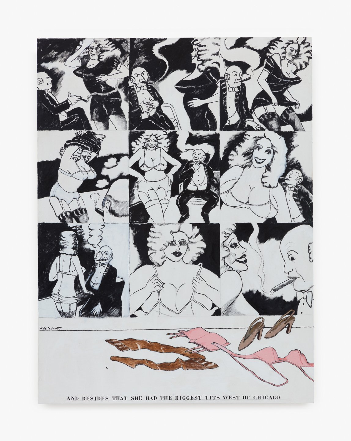  Robert Colescott,  WEST of CHICAGO , c. 1975. Acrylic on canvas; 78 1/2 x 59 3/8 in (199.4 x 150.8 cm). © The Robert H. Colescott Separate Property Trust / Artists Rights Society (ARS), New York. Courtesy of The Trust and Blum &amp; Poe, Los Angeles