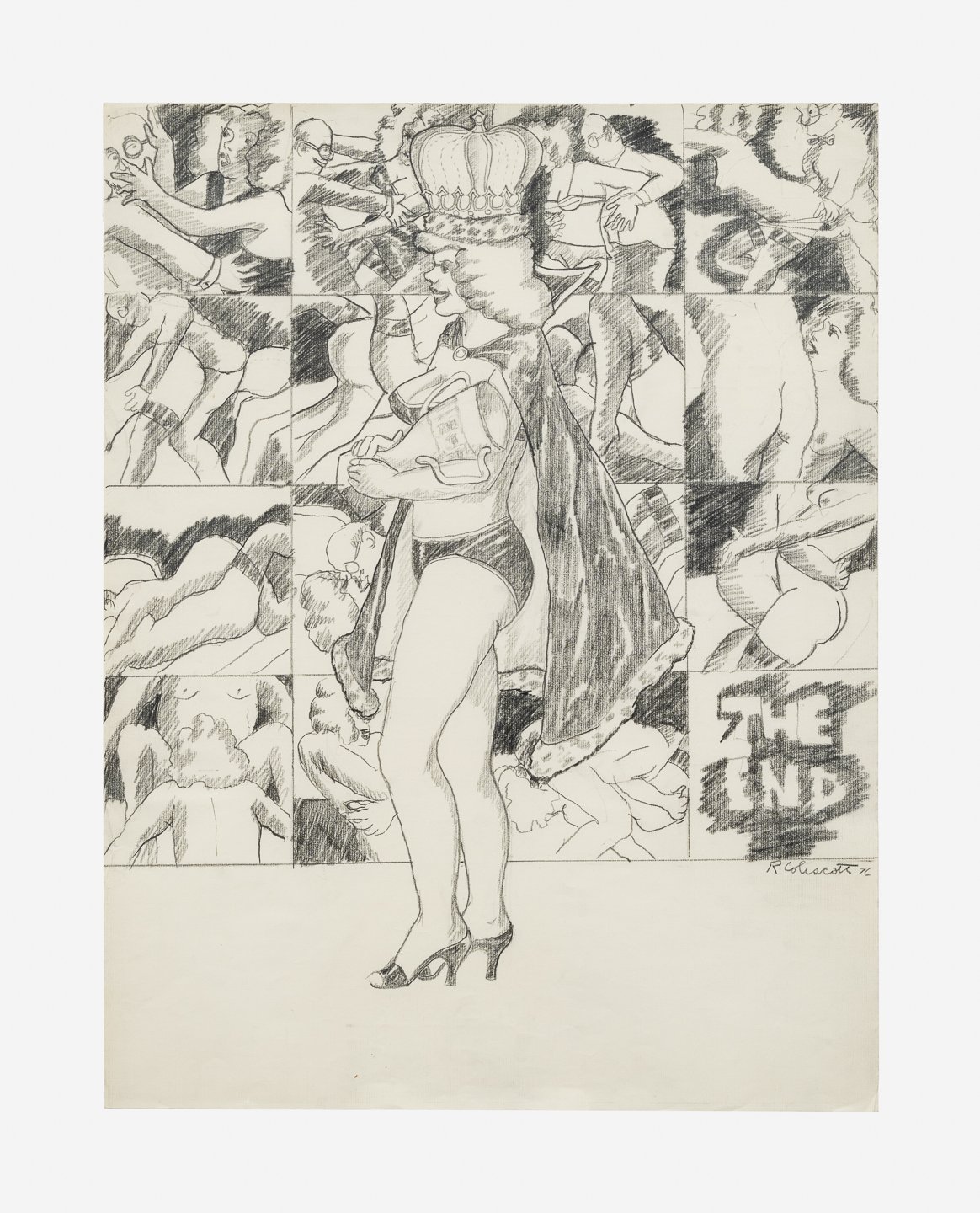  Robert Colescott,  Beauty Queen , 1976. Graphite on paper; Work: 25 1/2 x 19 5/8 inches (64.8 x 49.8 cm) Framed: 33 x 26 7/8 in (83.8 x 68.3 cm). © The Robert H. Colescott Separate Property Trust / Artists Rights Society (ARS), New York. Courtesy of