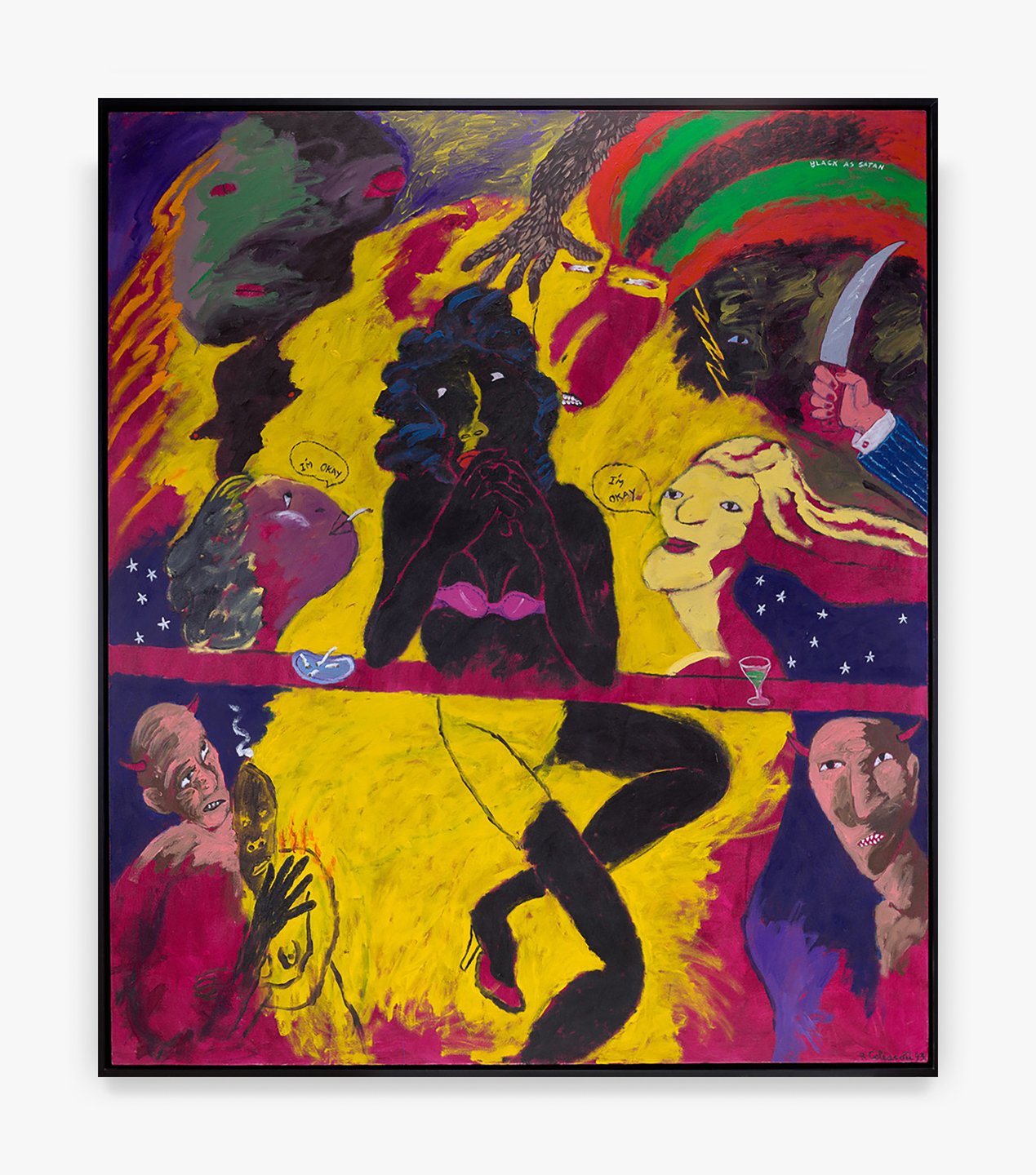  Robert Colescott,  Black as Satan , 1992. Acrylic on canvas; 84 x 72 in (213.4 x 182.9 cm). © The Robert H. Colescott Separate Property Trust / Artists Rights Society (ARS), New York. Courtesy of The Trust and Blum &amp; Poe, Los Angeles/New York/To