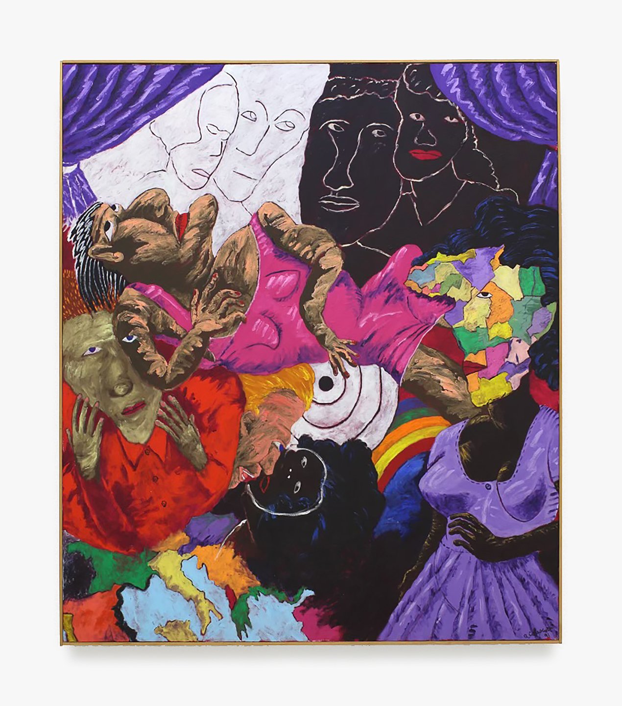  Robert Colescott,  Death of a Mulatto Woman , 1991. Acrylic on canvas; 84 x 72 in (213.4 x 182.9 cm). Private Collection. © The Robert H. Colescott Separate Property Trust / Artists Rights Society (ARS), New York. Courtesy Venus Over Manhattan, New 