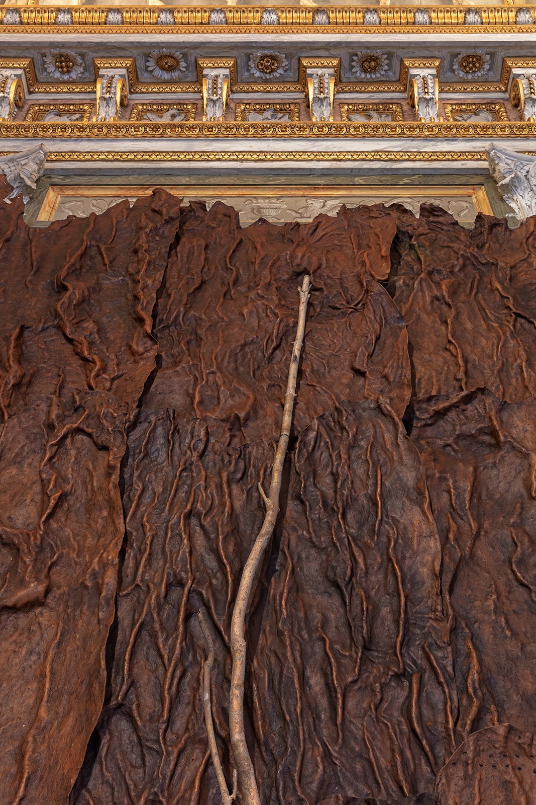  Giuseppe Penone. Gesti universali, Installation view, Pelle di cedro dett., Sala di Enea, Galleria Borghese, Roma - ph. S. Pellion © Galleria Borghese 