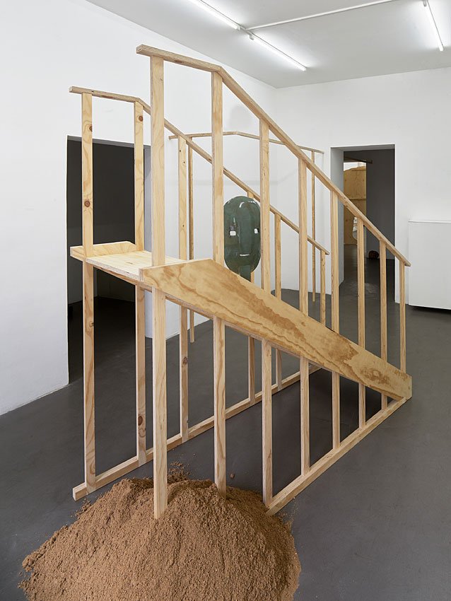  Tina Born  Untitled (stairs)   (2023) wood, sand approx. 230 x 89 x 216 cm Copyright by the artist. Courtesy Laura Mars Gallery, Berlin 