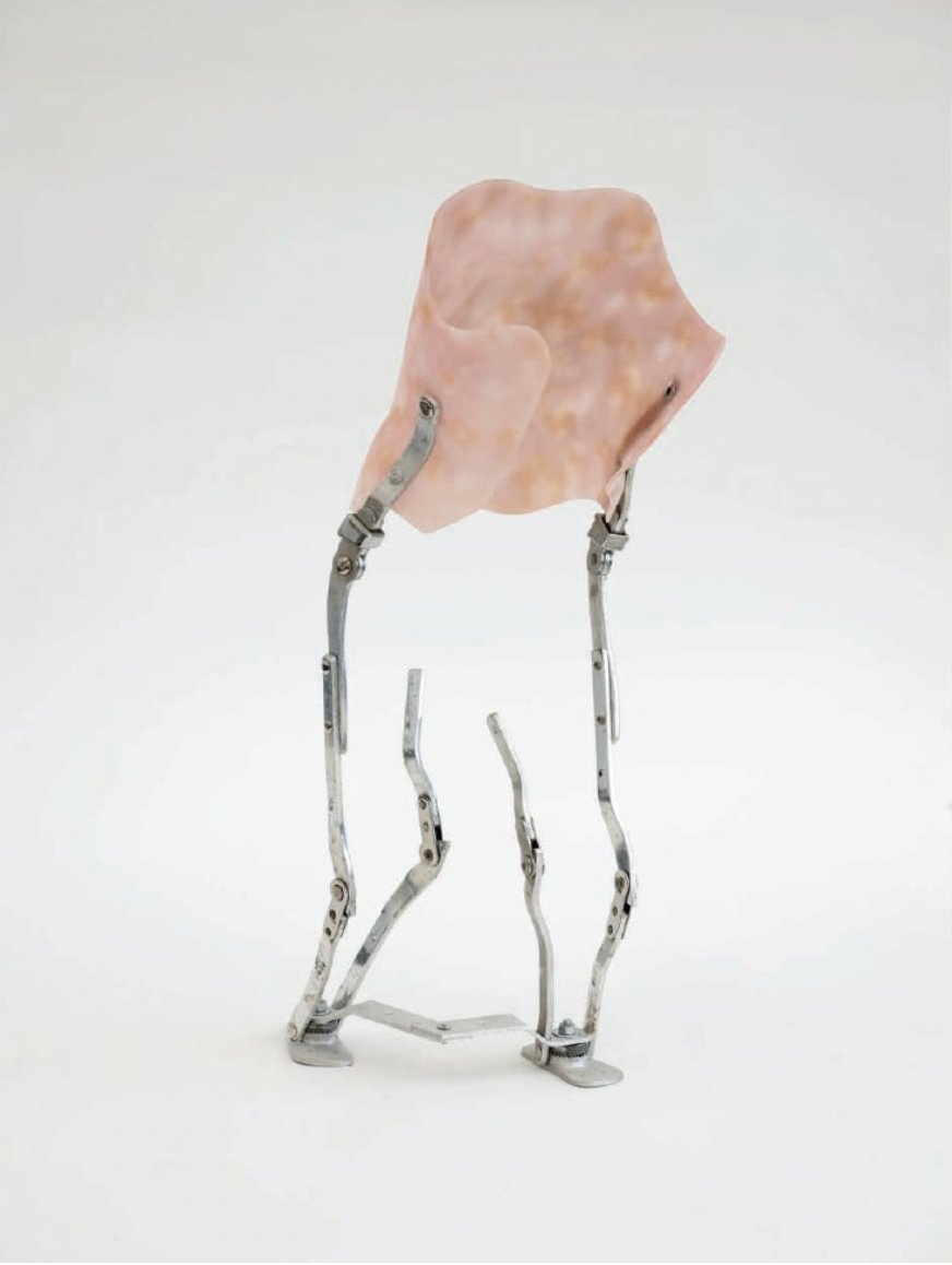  Berenice Olmedo  EUGENIA, 2021  Knee orthosis, metal 59 x 23 x 16 cm 