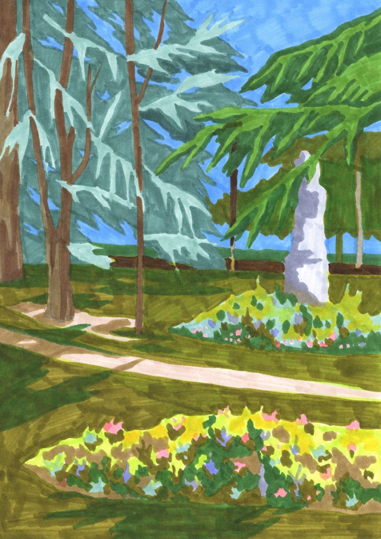   Jardin du Luxembourg,  2019 Marker on paper Image courtesy of the artist and Gallery Miyu 