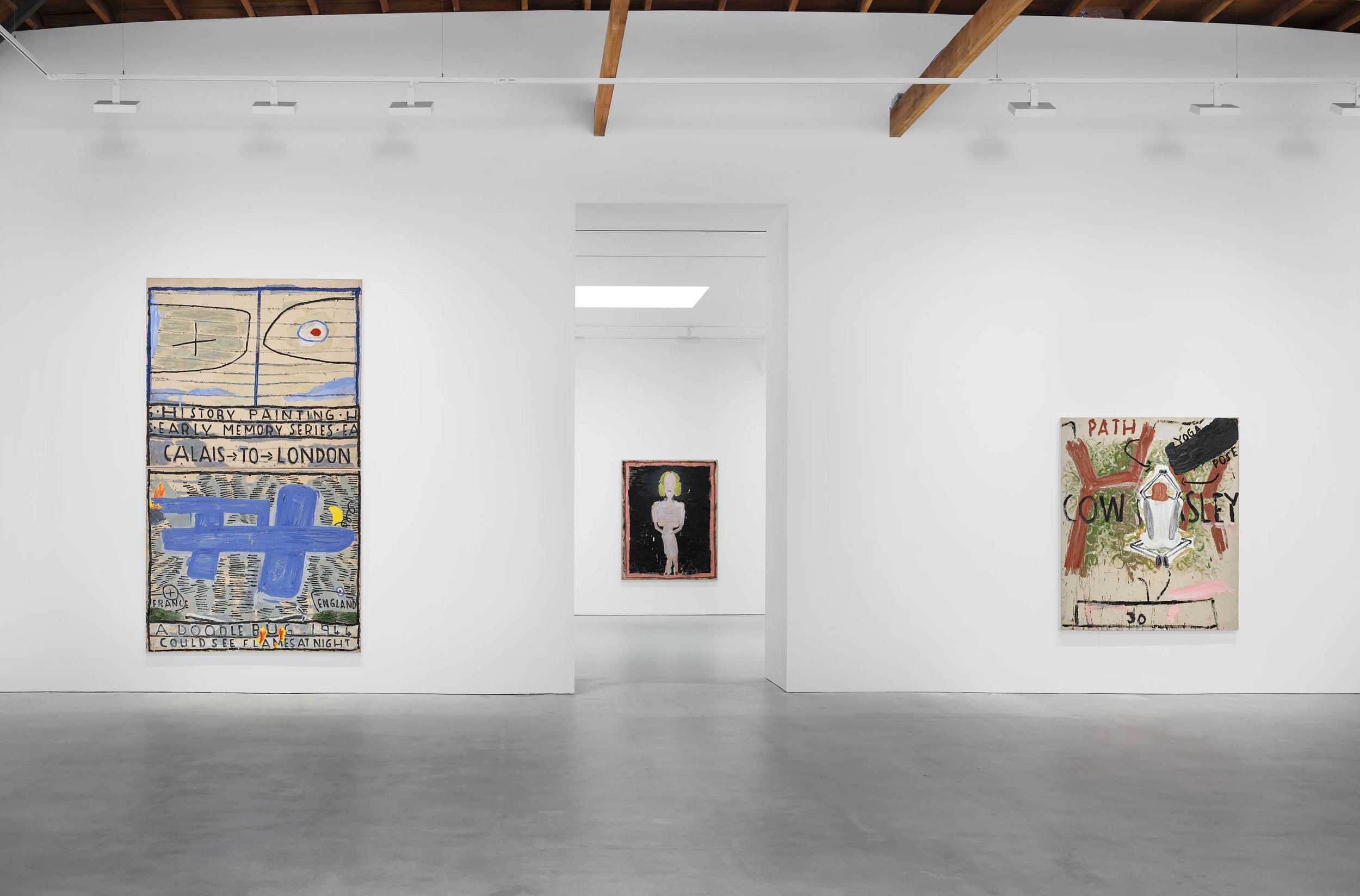  Installation view, Rose Wylie:  CLOSE, not too close , David Zwirner, Los Angeles, September 8–October 14,&nbsp;2023. Photo by Elon Schoenholz. Courtesy of David Zwirner. 