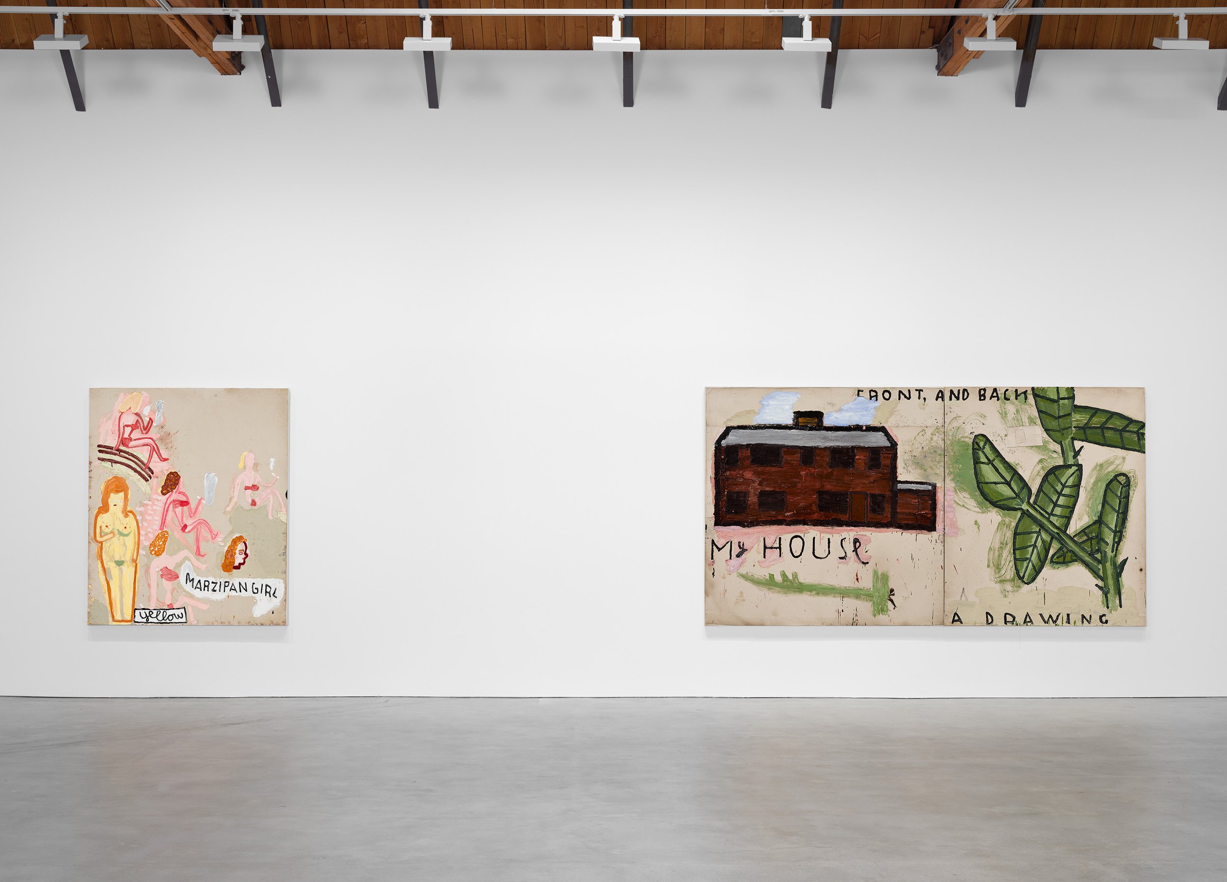  Installation view, Rose Wylie:  CLOSE, not too close , David Zwirner, Los Angeles, September 8–October 14,&nbsp;2023. Photo by Elon Schoenholz. Courtesy of David Zwirner. 