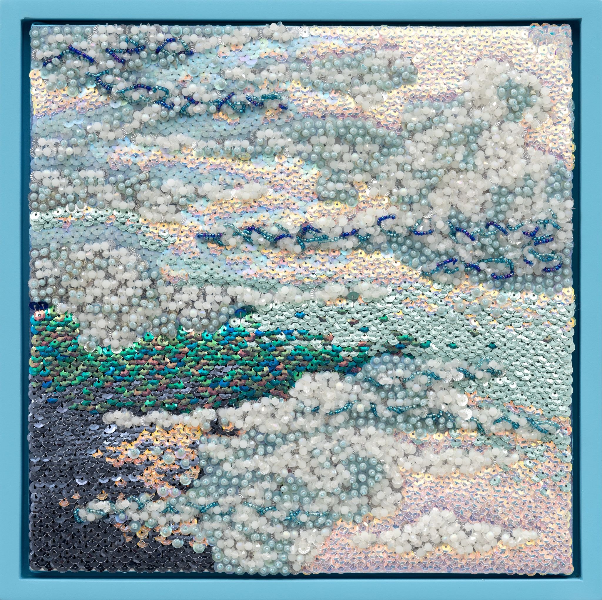  Tia-Thuy Nguyen, Too dreamy to be true (Ng mơ là thực), 2023 Embellishment on canvas 30 x 30 cm, 12 x 12 in Photo: Nicolas Brasseur  © Tia-Thuy Nguyen / Courtesy of the Artist and Almine Rech 