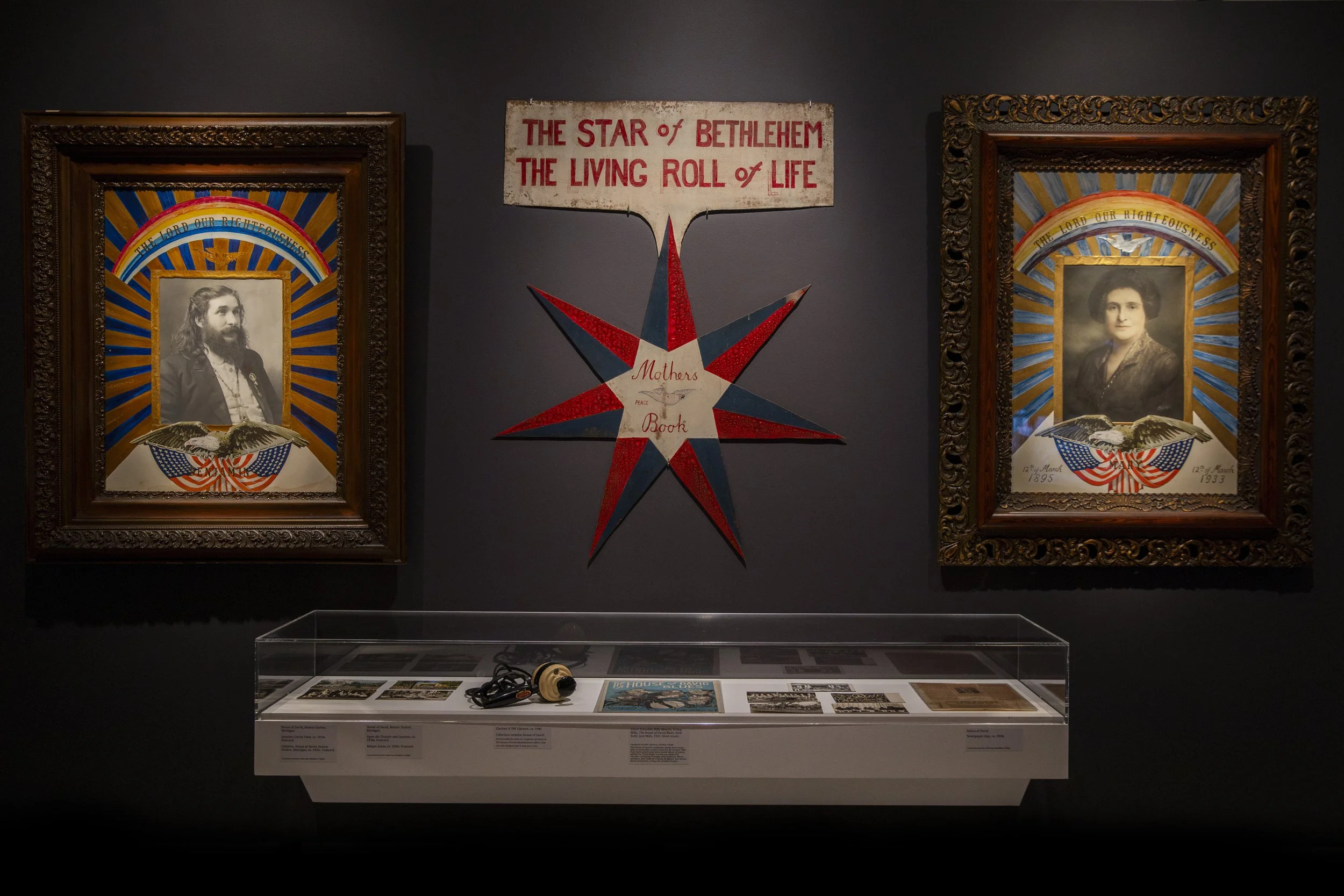  Installation view.  Utopia: Three Centuries of Sexuality in American Cults and Communes.  The Museum of Sex, New York. 