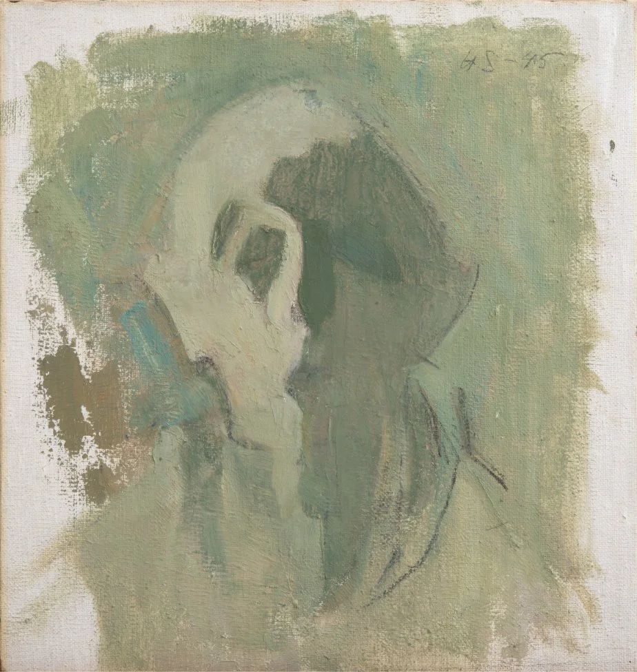  Helene Schjerfbeck  Self-Portrait, Light and Shadow  (1945) Oil on canvas 14 3/16 × 13 3/8 in. (36 × 34 cm) Photo: Matias Uusikylä / Signe and Ane Gyllenberg Foundation 