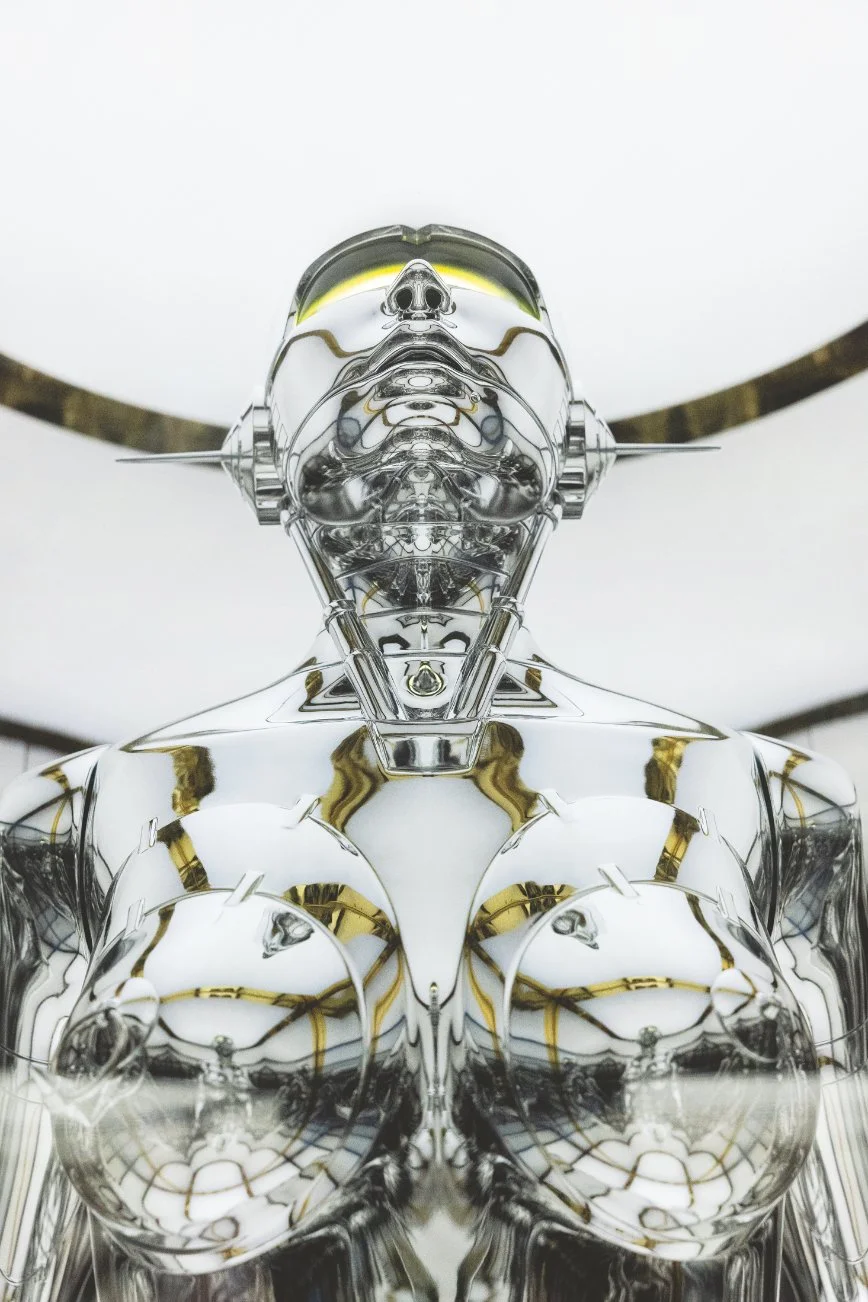 Futuristic robot art piece zoomed in