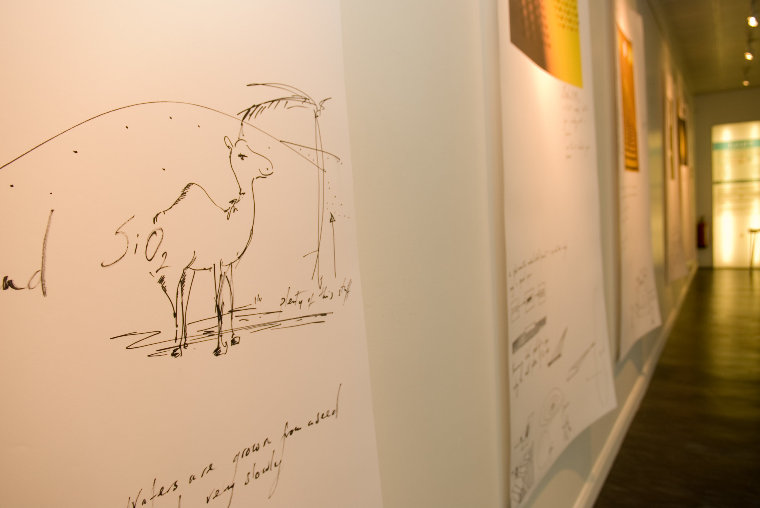 the final exhibition combined large printed images with drawings and was accompanied by musicians "the Paragon Assembly" who composed music inspired by semi conductors.