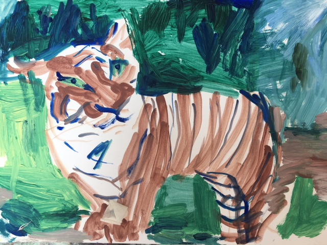 tiger 2018 oil on A4 paper