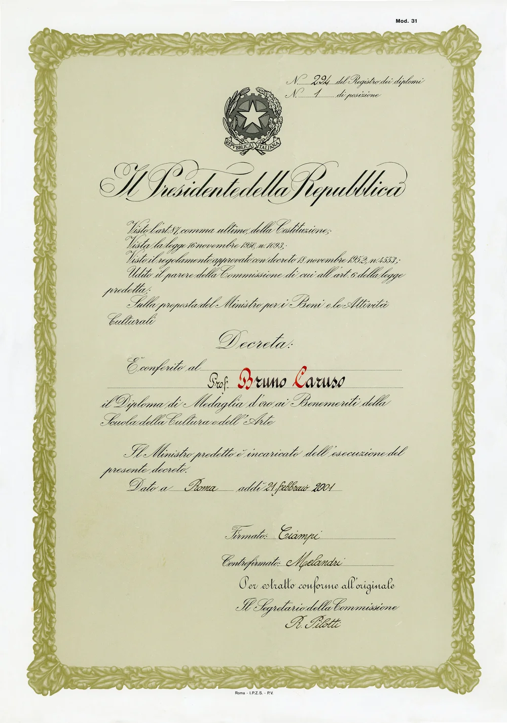 The Artist Bruno Caruso Sicilian Artist