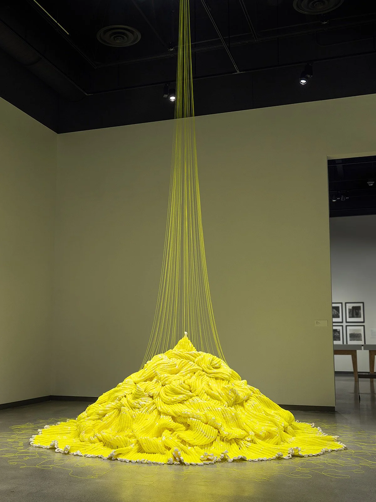  CERTAIN UNCERTAINTY Poly cord, paper and plywood  263 x 183 diameter in  2026 Site-responsive installation  + more details  