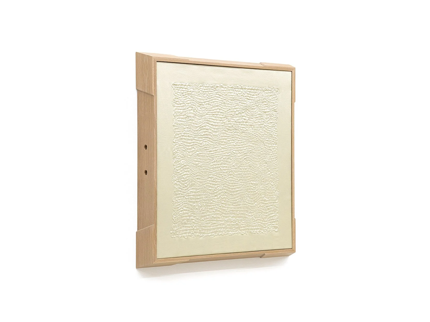  AS IS, SILK Embossed silk, archival tyvek, foam, stainless steel hardware and white oak 35 x 28.5 x 4.5 in 2026  view more images  