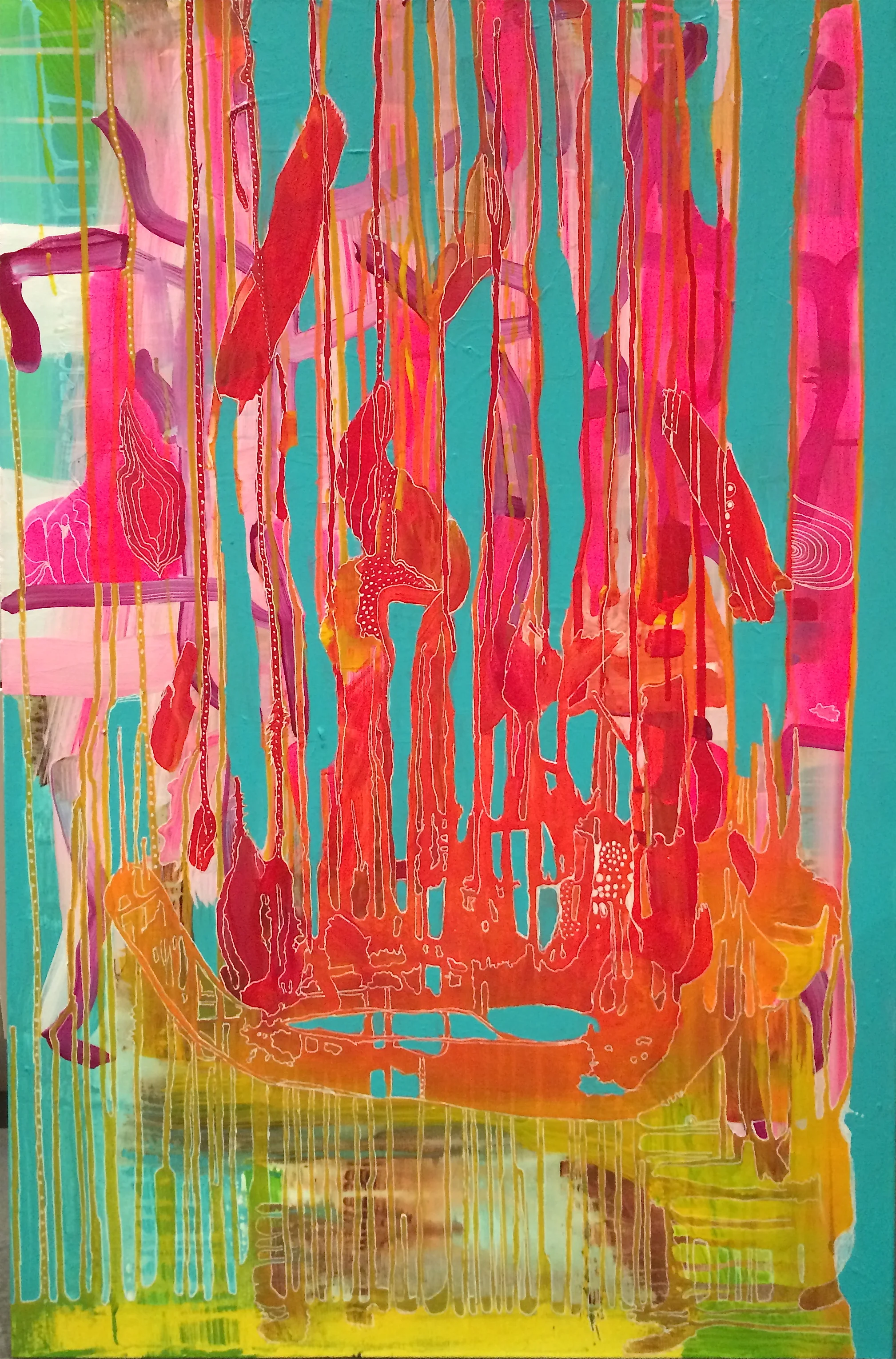 Beach Fire 40 x 30" acrylic on canvas