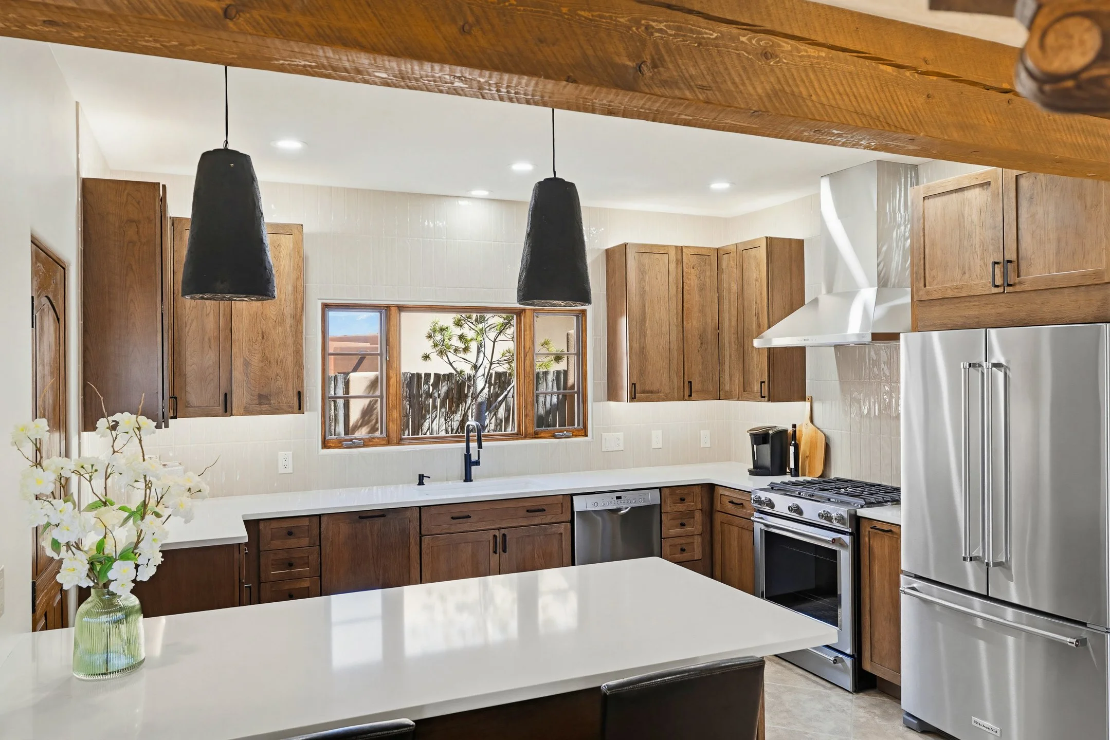the remodeled kitchen blends style and function