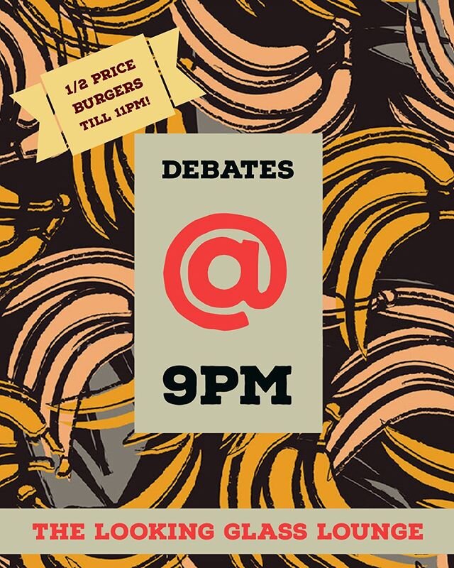 Come watch the debates with sound tonight! Half Price Burgers and Black Bean Burgers till 11pm! $7 Combos all night.