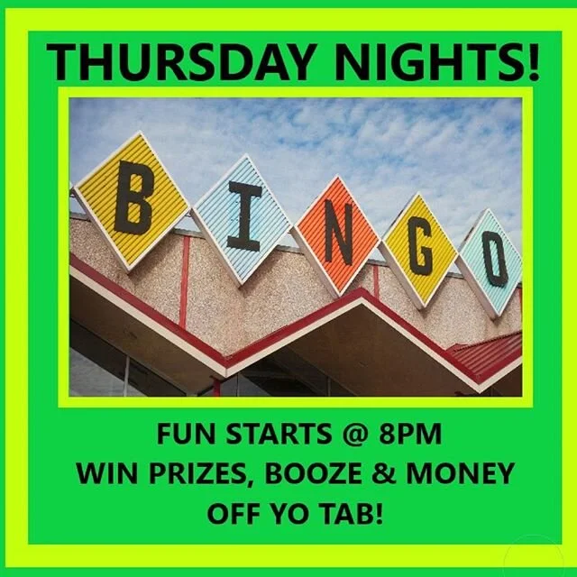 Bingo! at 8pm!!! Win prizes, art and $$$ off your tab! FREE to play!

#bingo #parkview #petworthdc #dcnightlife #dchappyhour #winwinwin