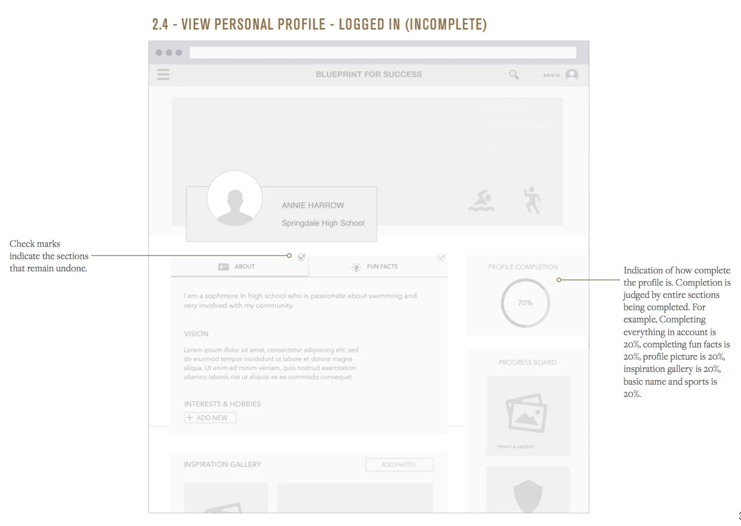 Wireframe: Profile