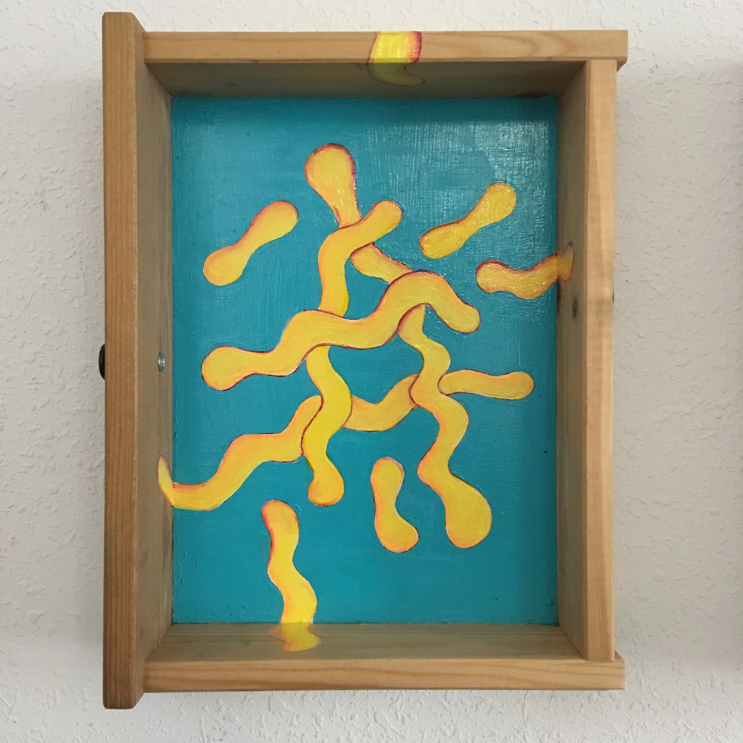  Things Left in the Drawer, 2019, Acrylic Paint, Found Wood Drawer 