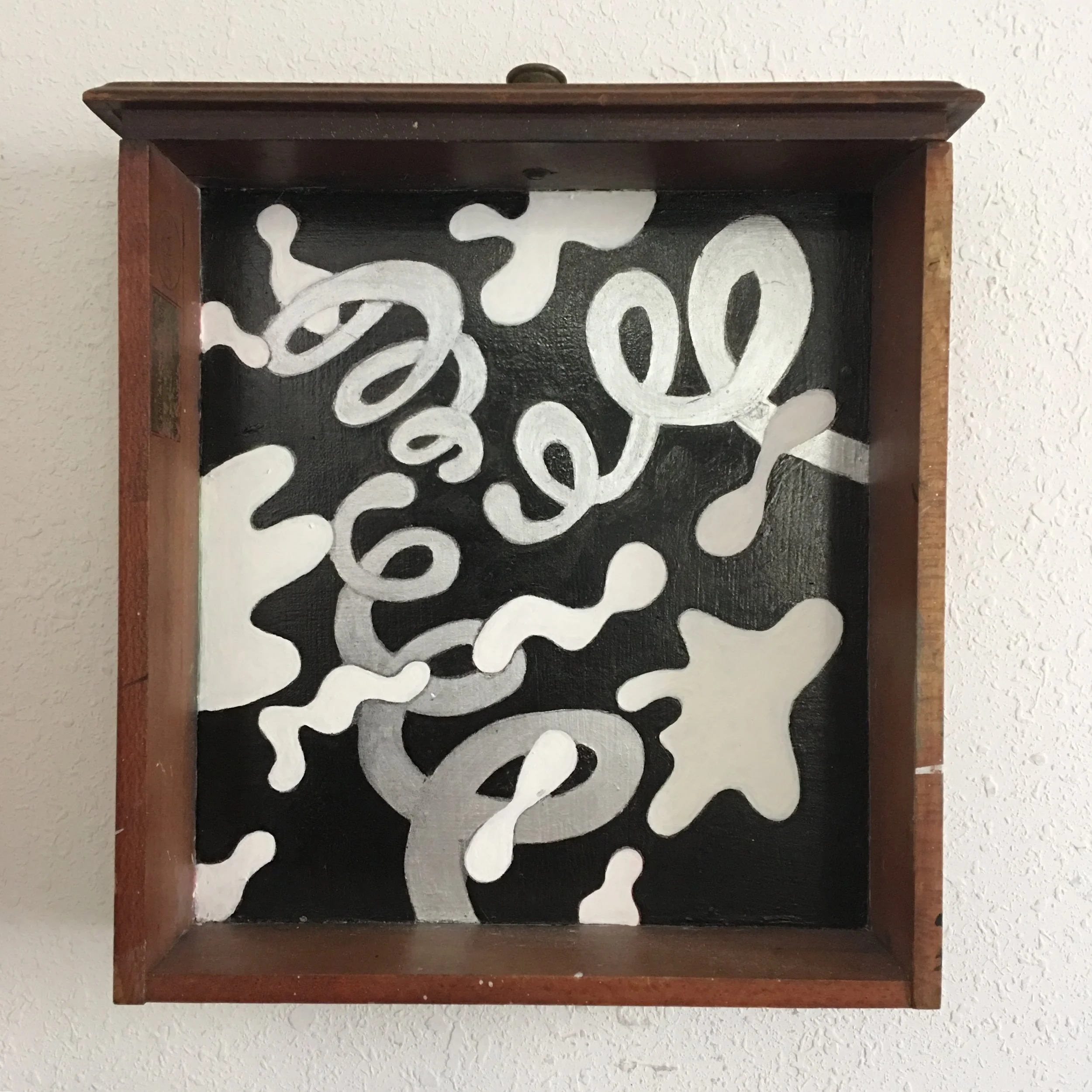  Into Another Dimension, 2019, Acrylic Paint, Found Wood Drawer 