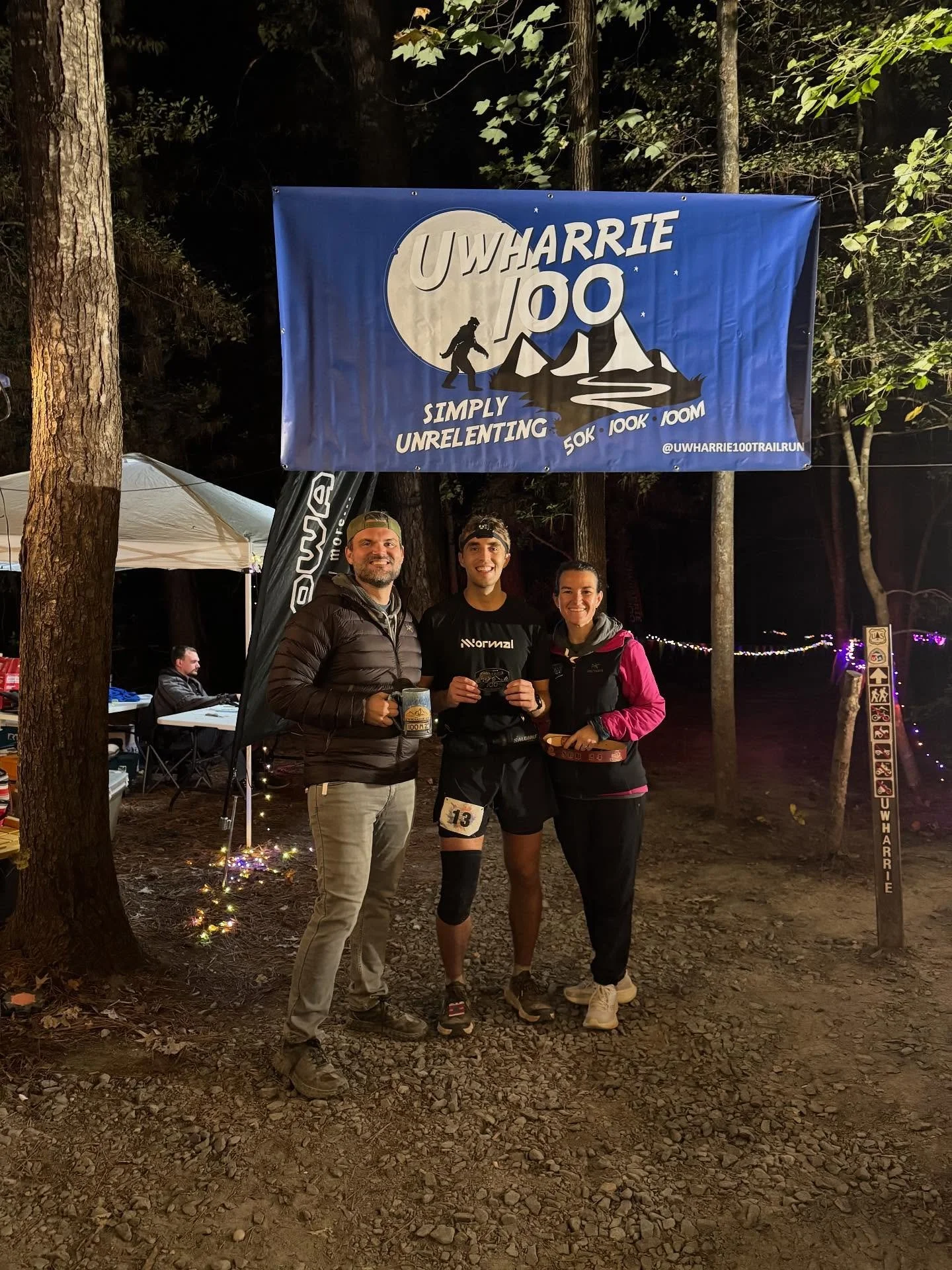 Rhett Bolick takes M2 at the Uwharrie 100 Mile in 23:19:34!! Our SECOND sub-24 today. What a weekend!!