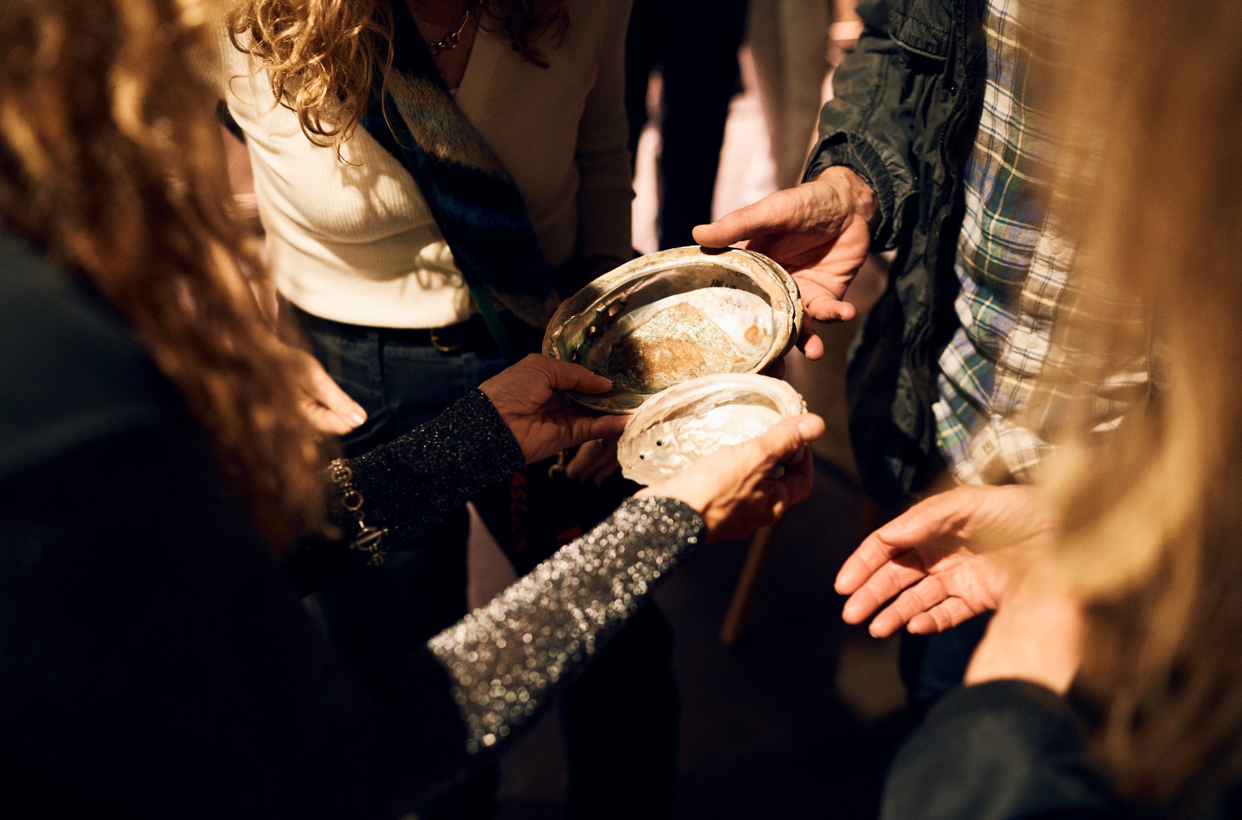 Melissa Neuman shows Abalone shells