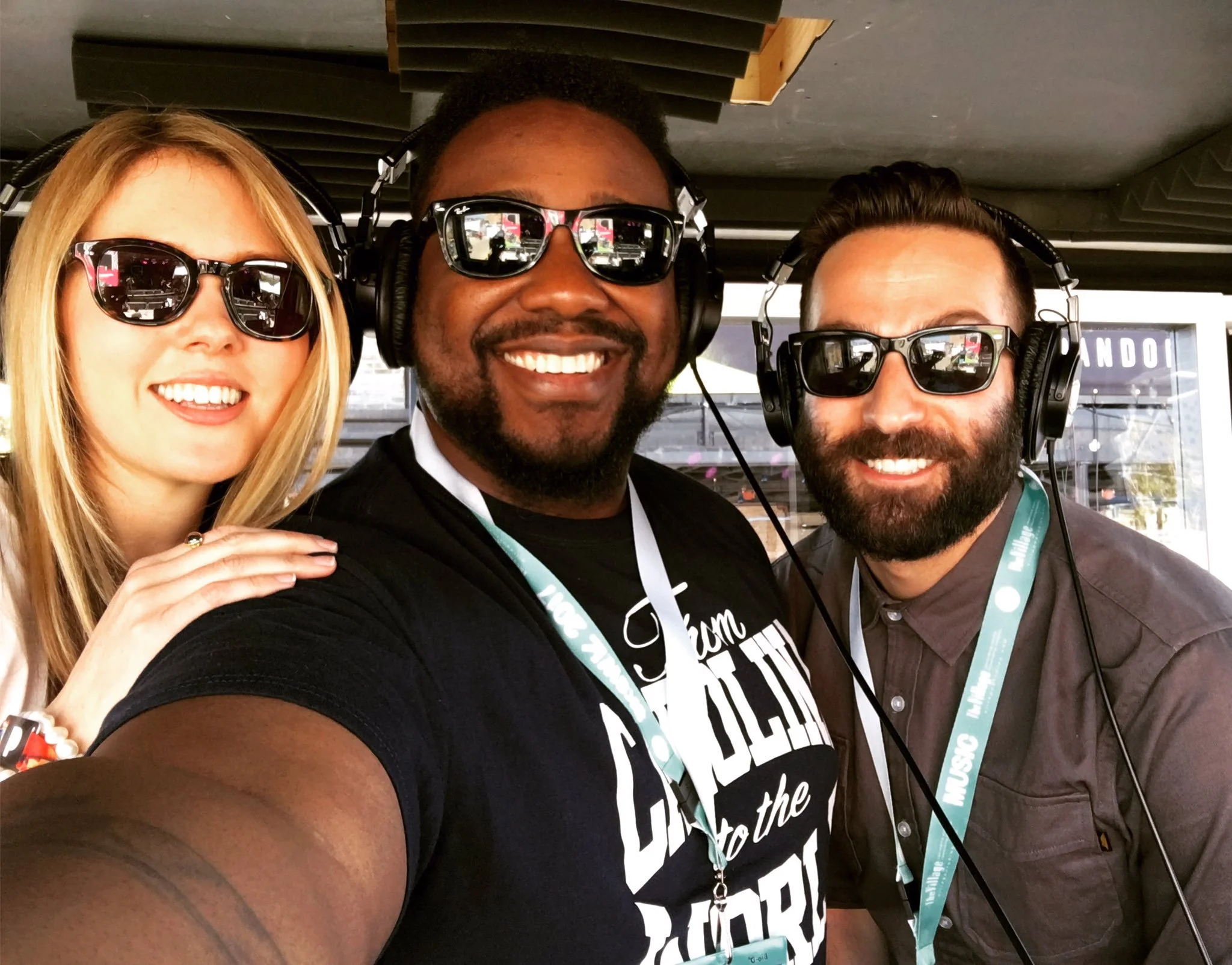 Great vibes up in pandoramusic's booth with phontigallo - hosting Pandora's SXSW2017 livestream and stage all day.jpg