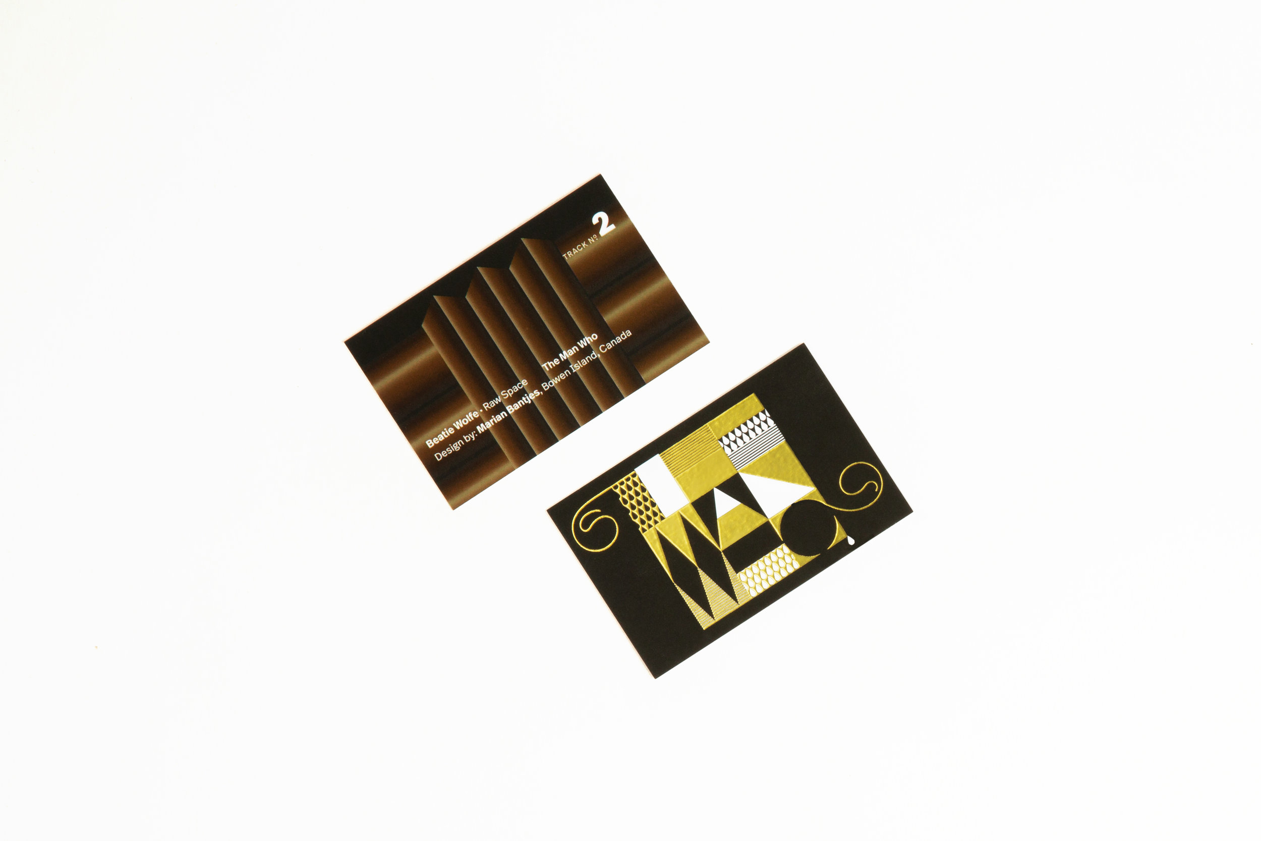 Marian Bantjes designs Beatie Wolfe's The Man Who track card off her Raw Space Album