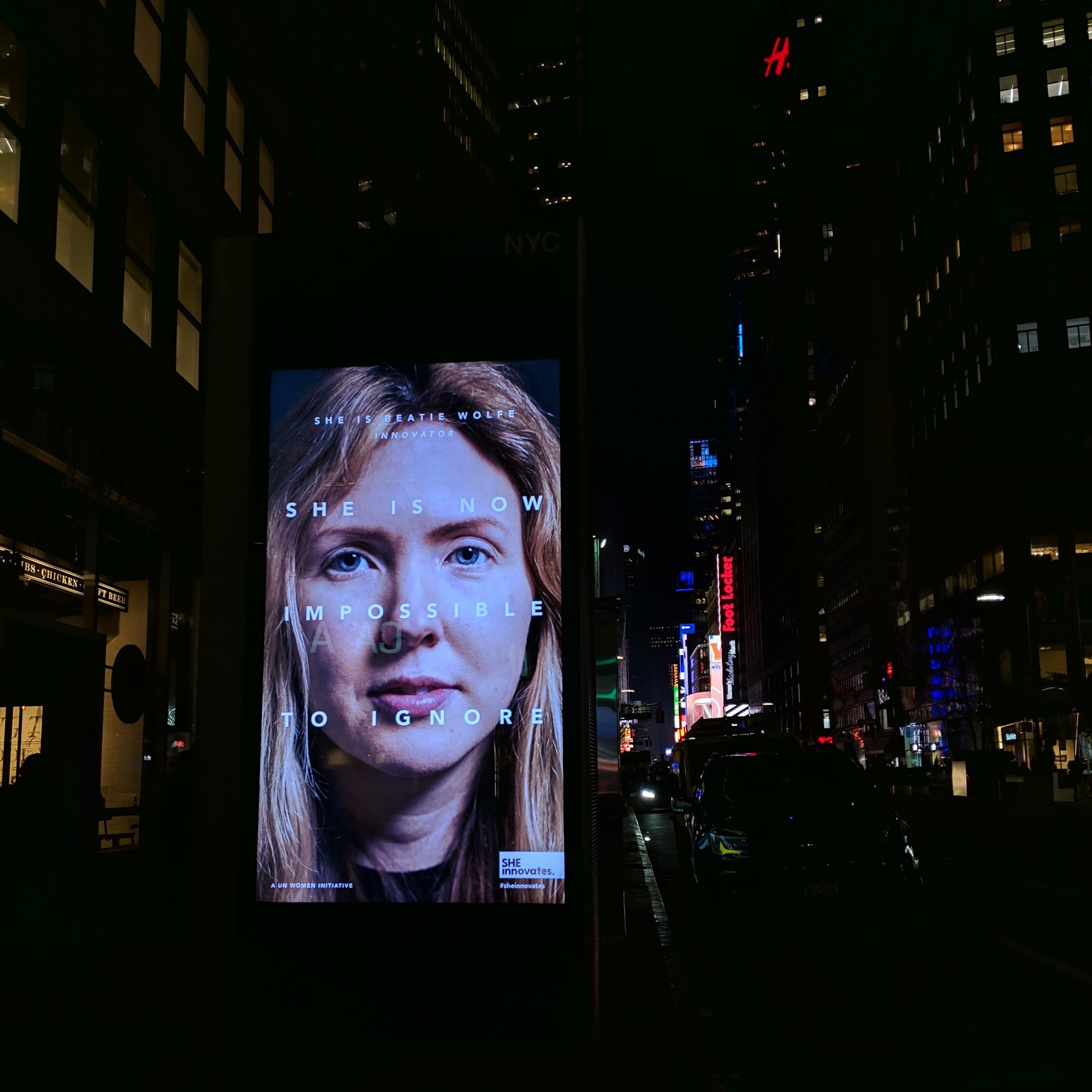 NYC Time Square approach ft Beatie Wolfe in UN campaign.JPG