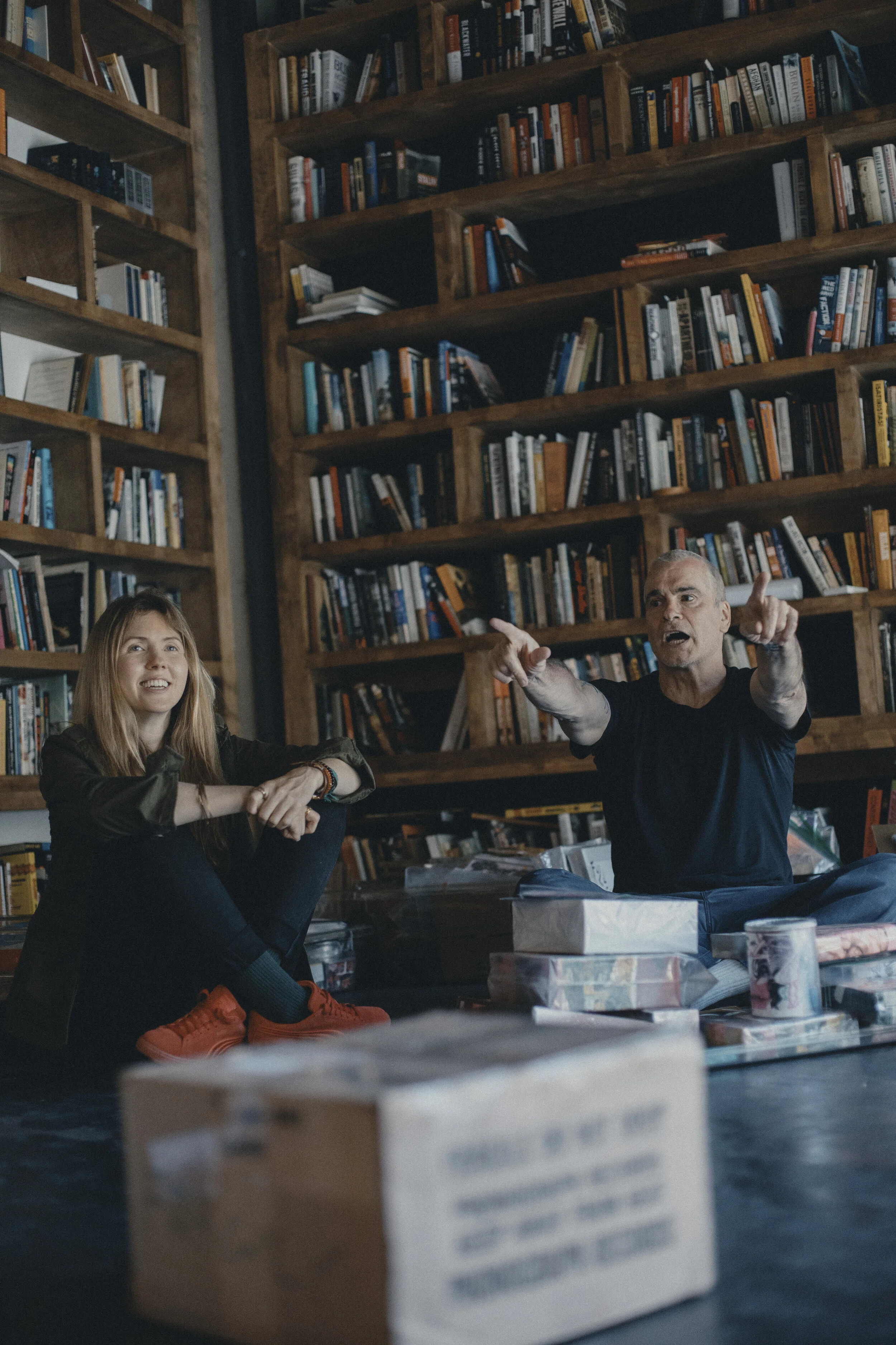 Beatie Wolfe and Henry Rollins in his LA studio