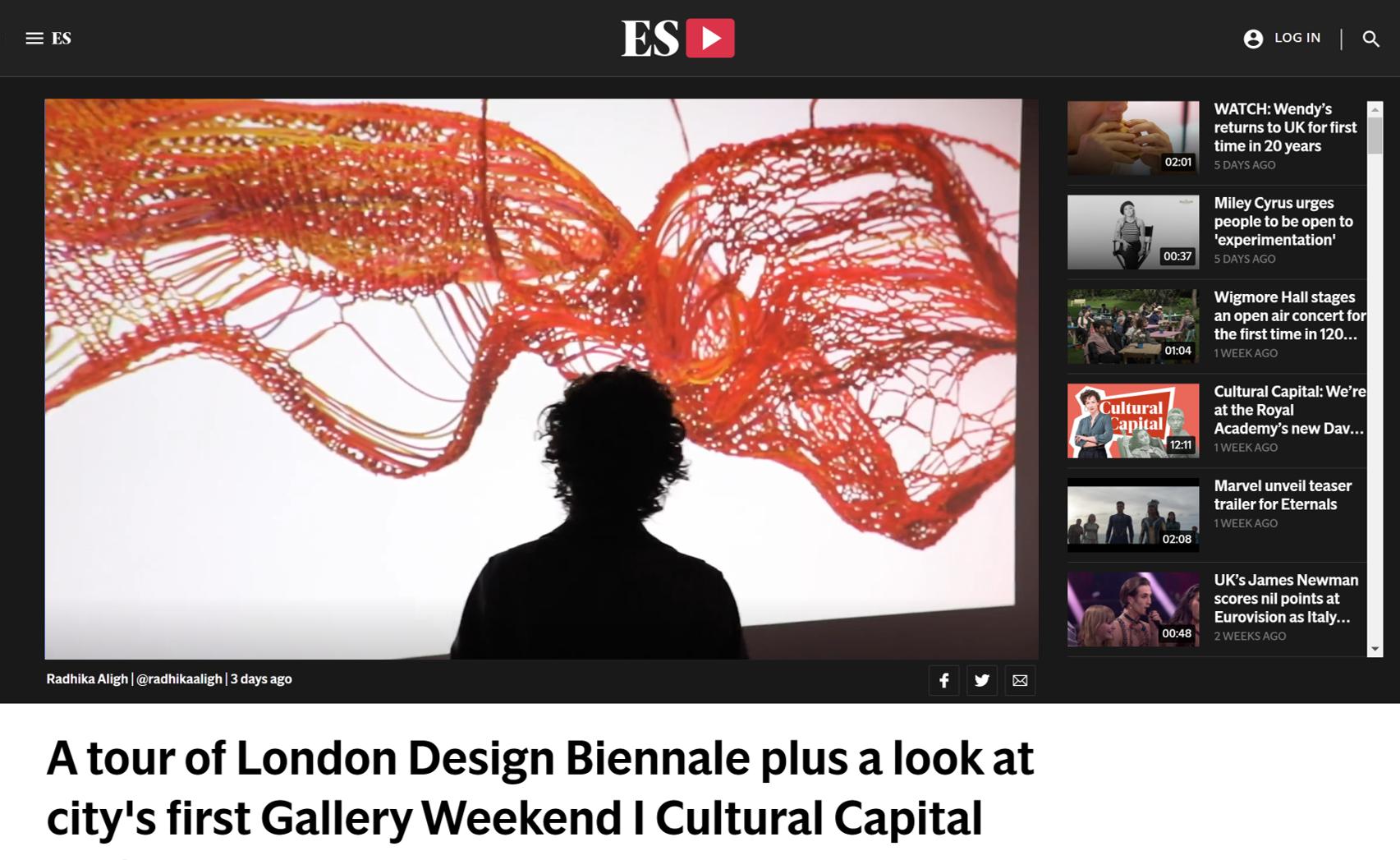 Evening Standard on London Design Biennale and Beatie Wolfe's FG2R.png