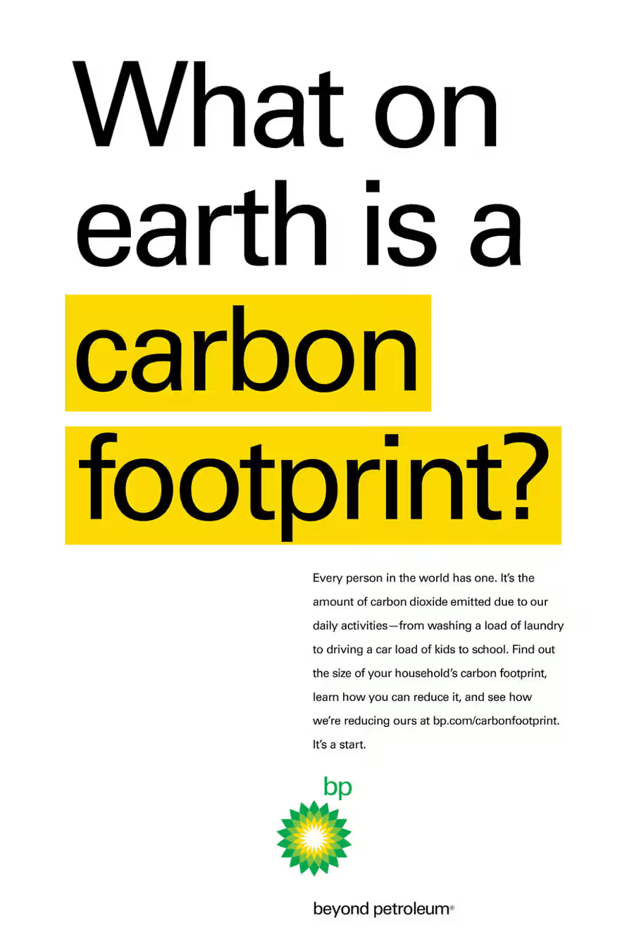 2004: What on earth is  a carbon footprint? (BP)