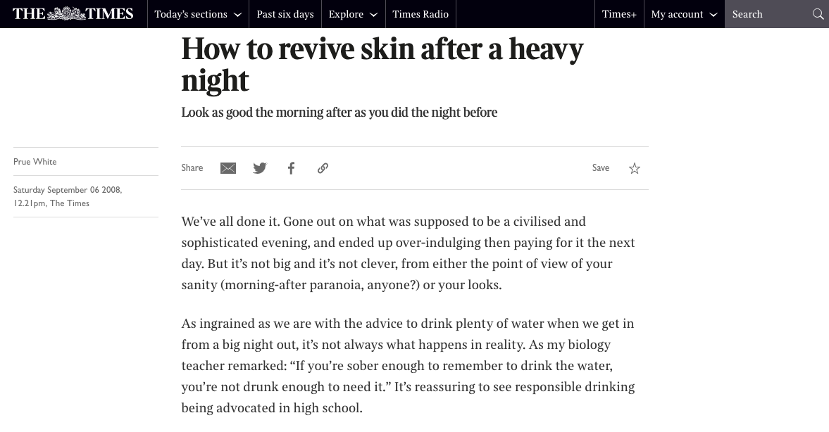 The Times: How to revive skin after a heavy night
