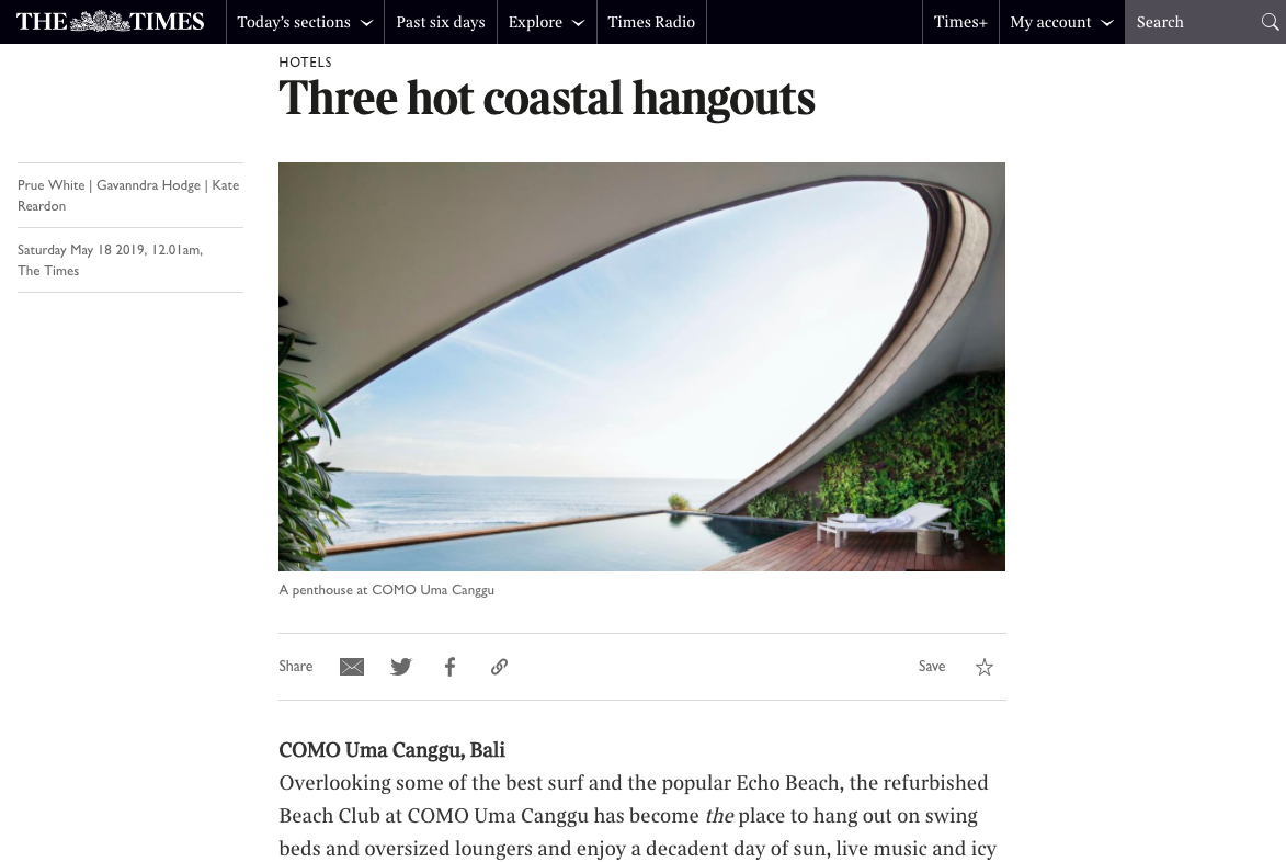 The Times: Three hot coastal hangouts