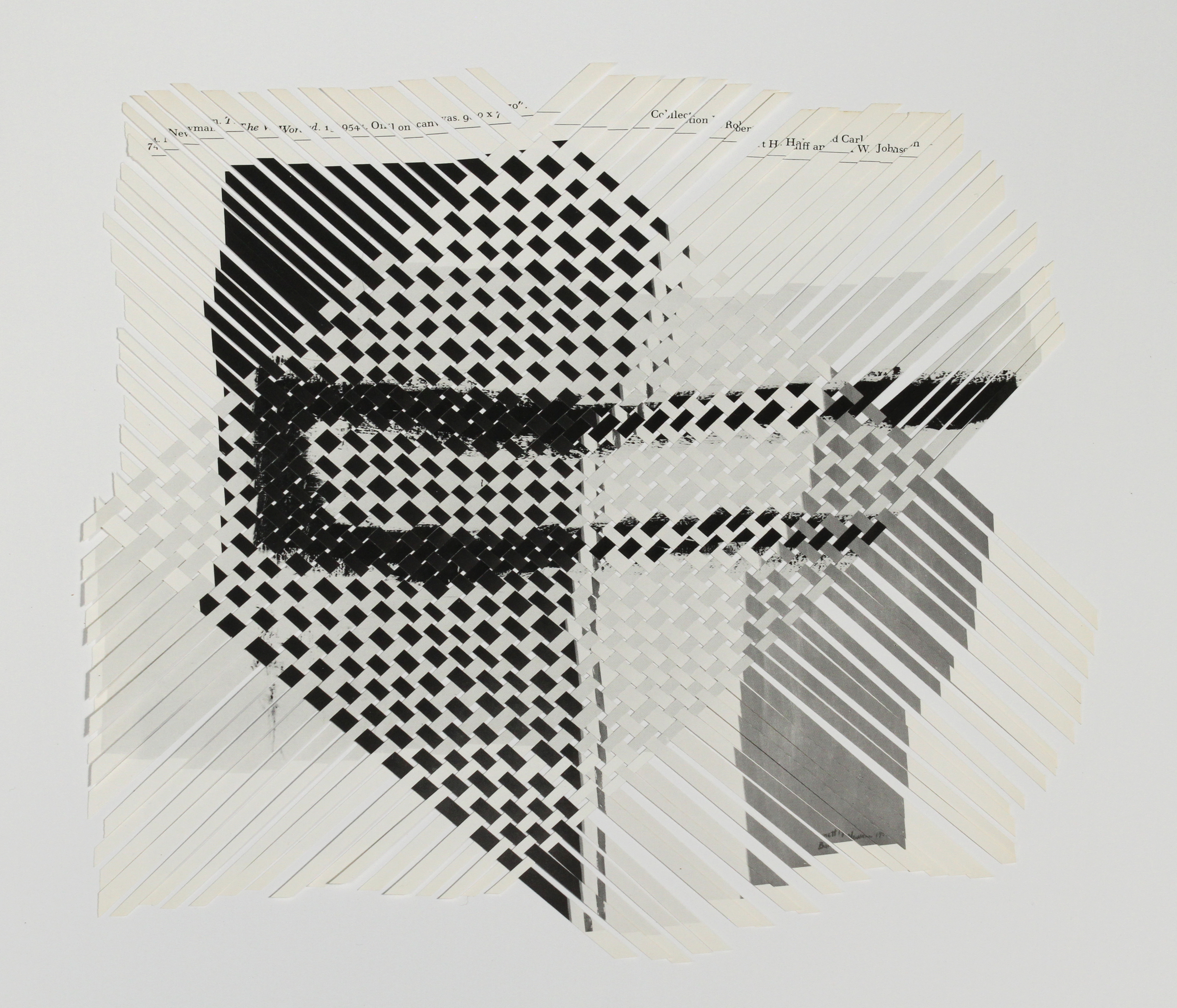 newmanklein (black and white), 2013, paper weaving, 10 x 10