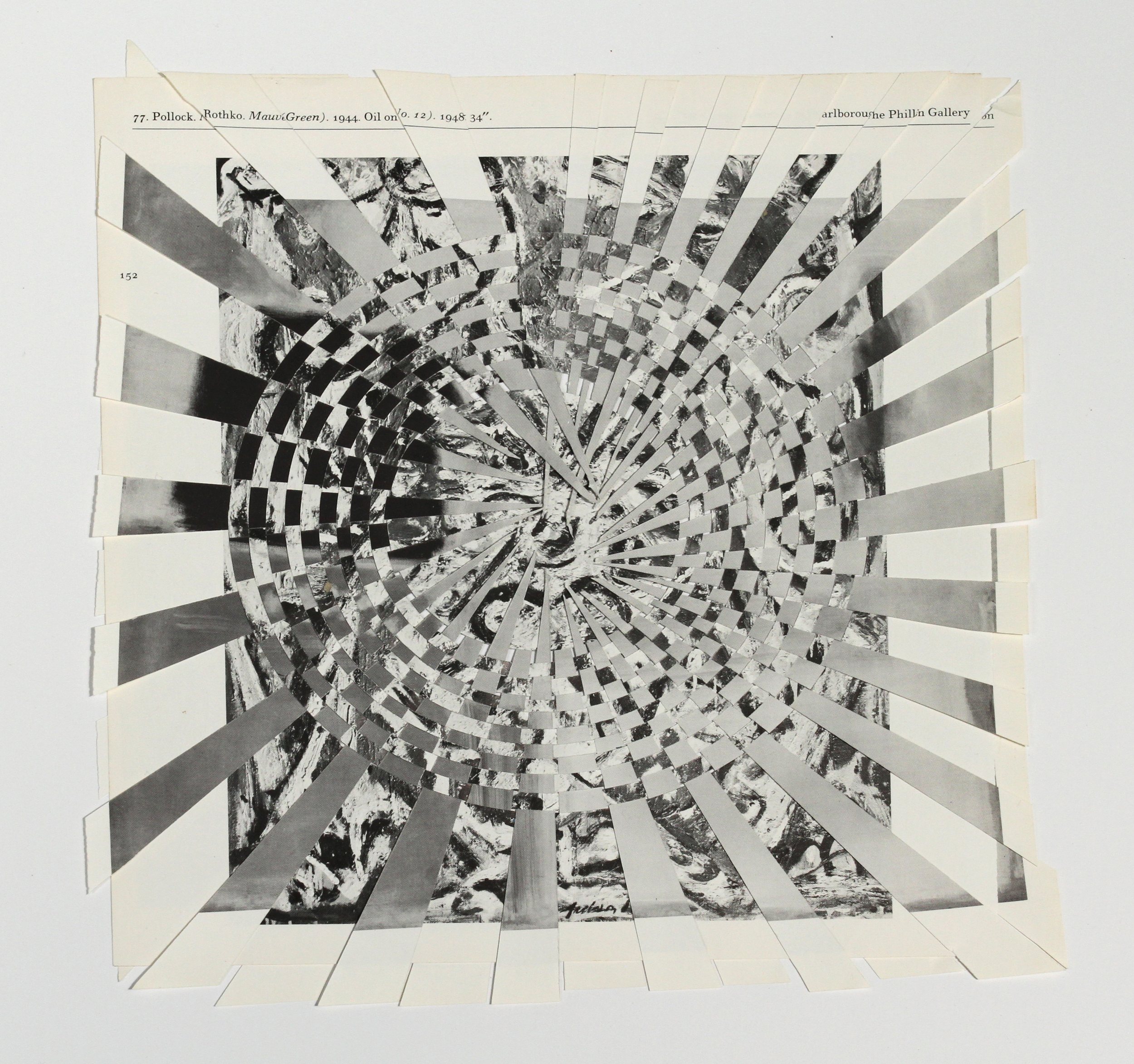 pollockrothko (black and white #1), paper weaving, 10 x 10