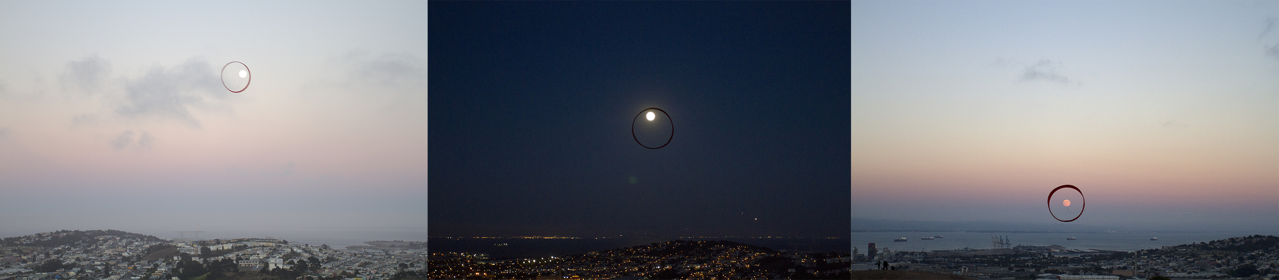 The Years Between Three Full Moons, 2012-2014, three digital C-prints on Di-bond, 20 x 13.5 inches each, editions of 3