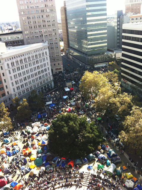 The Occupy Oakland camp was located in front of City Hall and was one of the largest in the country.