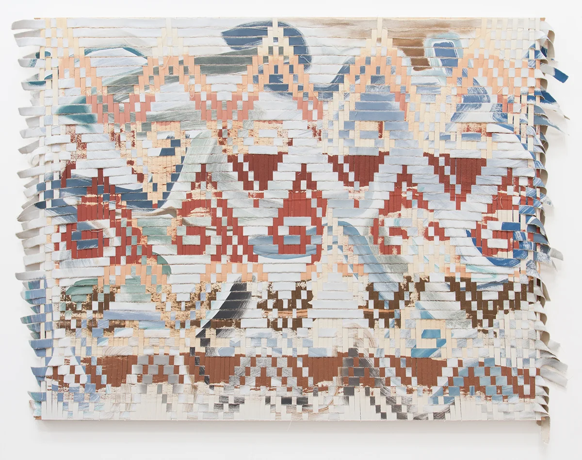 Litoral, 2017, oil on woven canvas strips, 61 in x 48 in