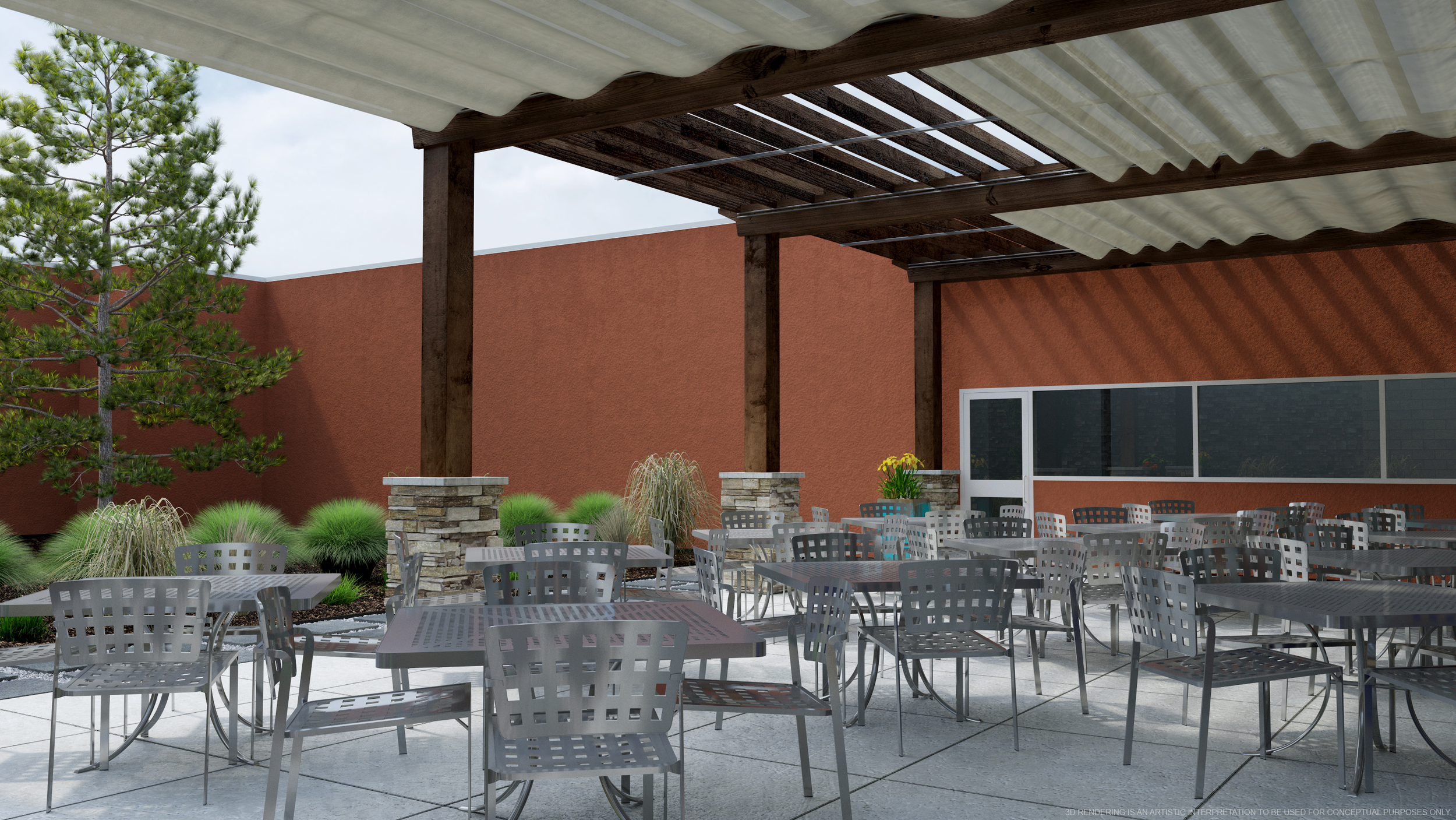 Under the pergola 
