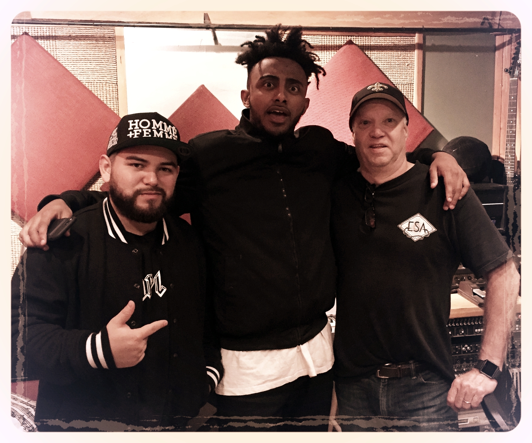 Pictured with super engineer Morning Estrada ( MixedByMorning ) and dB of ES Audio