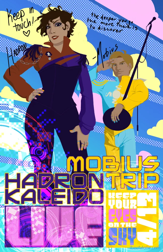 Promotional poster for Mobius Trip and Hadron Kaleido release.