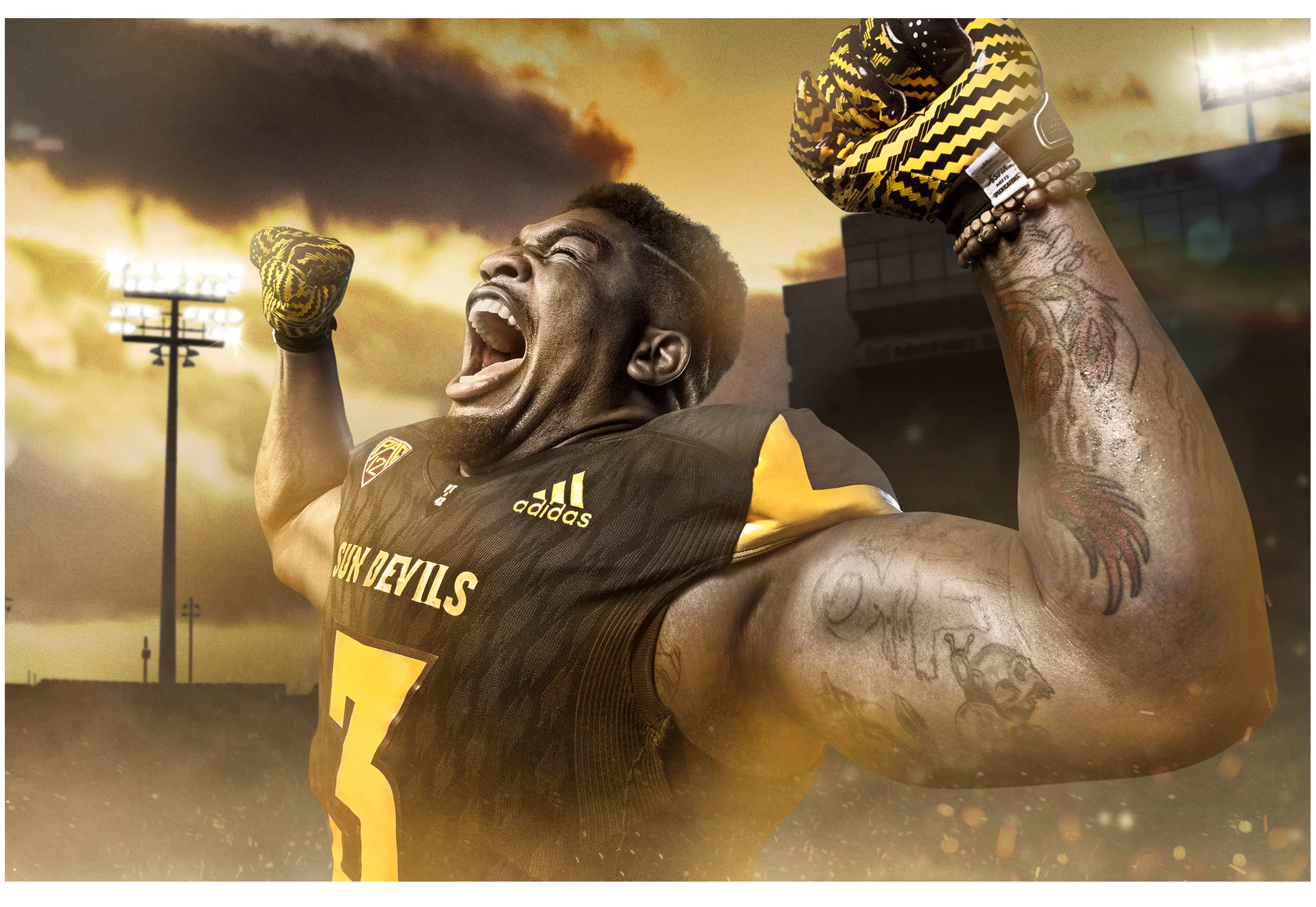 ASU SUN DEVILS FY18 ASU SUN DEVIL FOOTBALL Photoshoot Creative Art Direction + brand management for all photo shoots for Sun Devil Athletics. Working directly with the photographer + Associate Athletic Director of Marketing to create photos highlighting the athlete during moments of peak performance, celebration + triumph of the experience being a SUN DEVIL athlete. Creative + Art Direction with photographer Blair Bunting cr8@ sun devil athletics, arizona state university