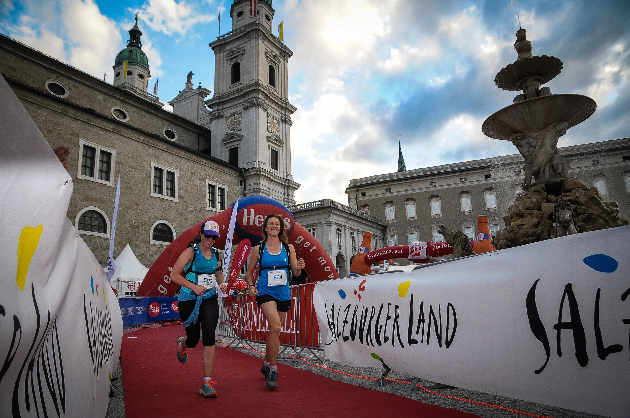 Here we are crossing the finish line, 11 hours later