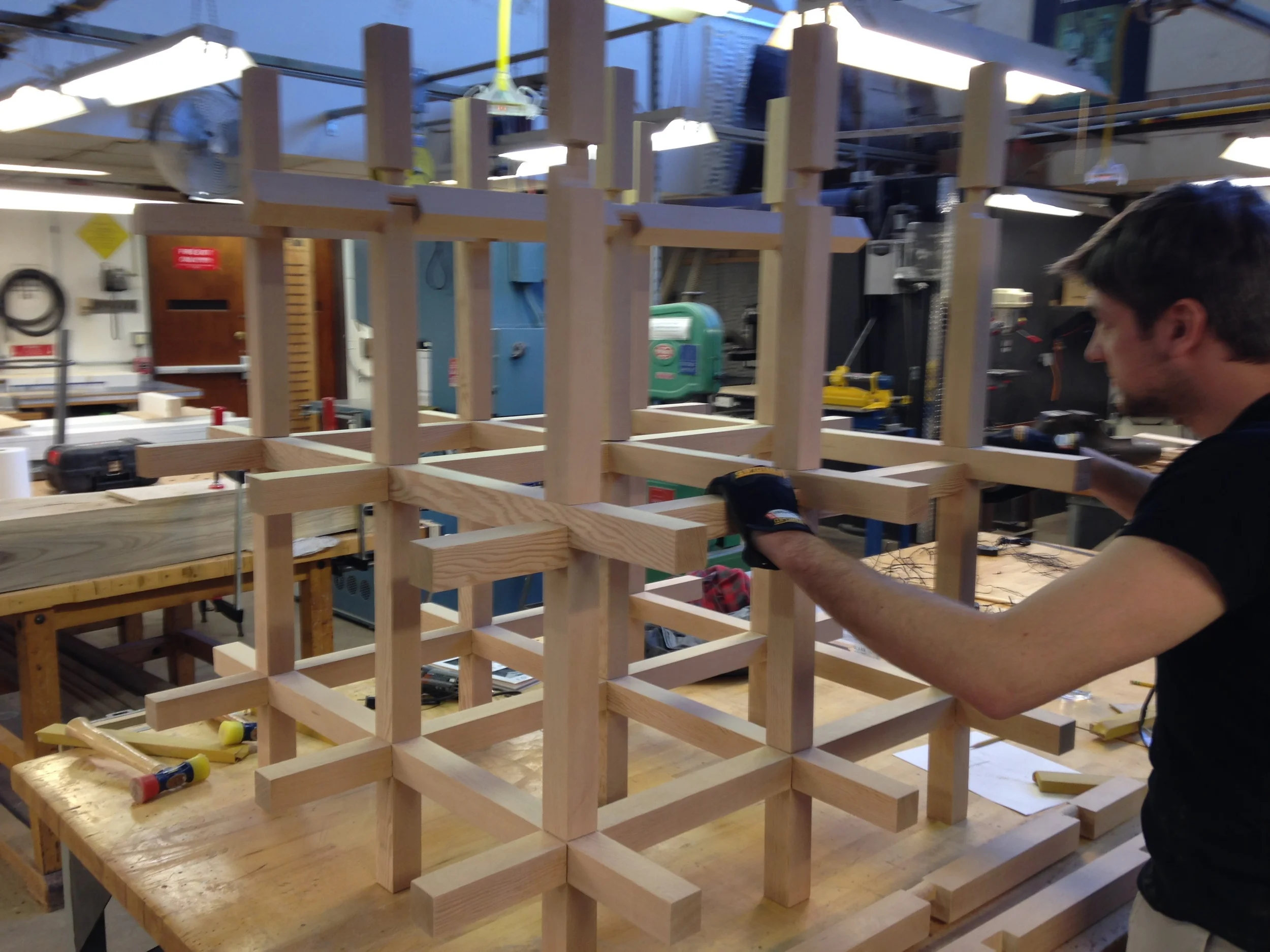  Fabrication in progress with team member Nick Auger&nbsp; 