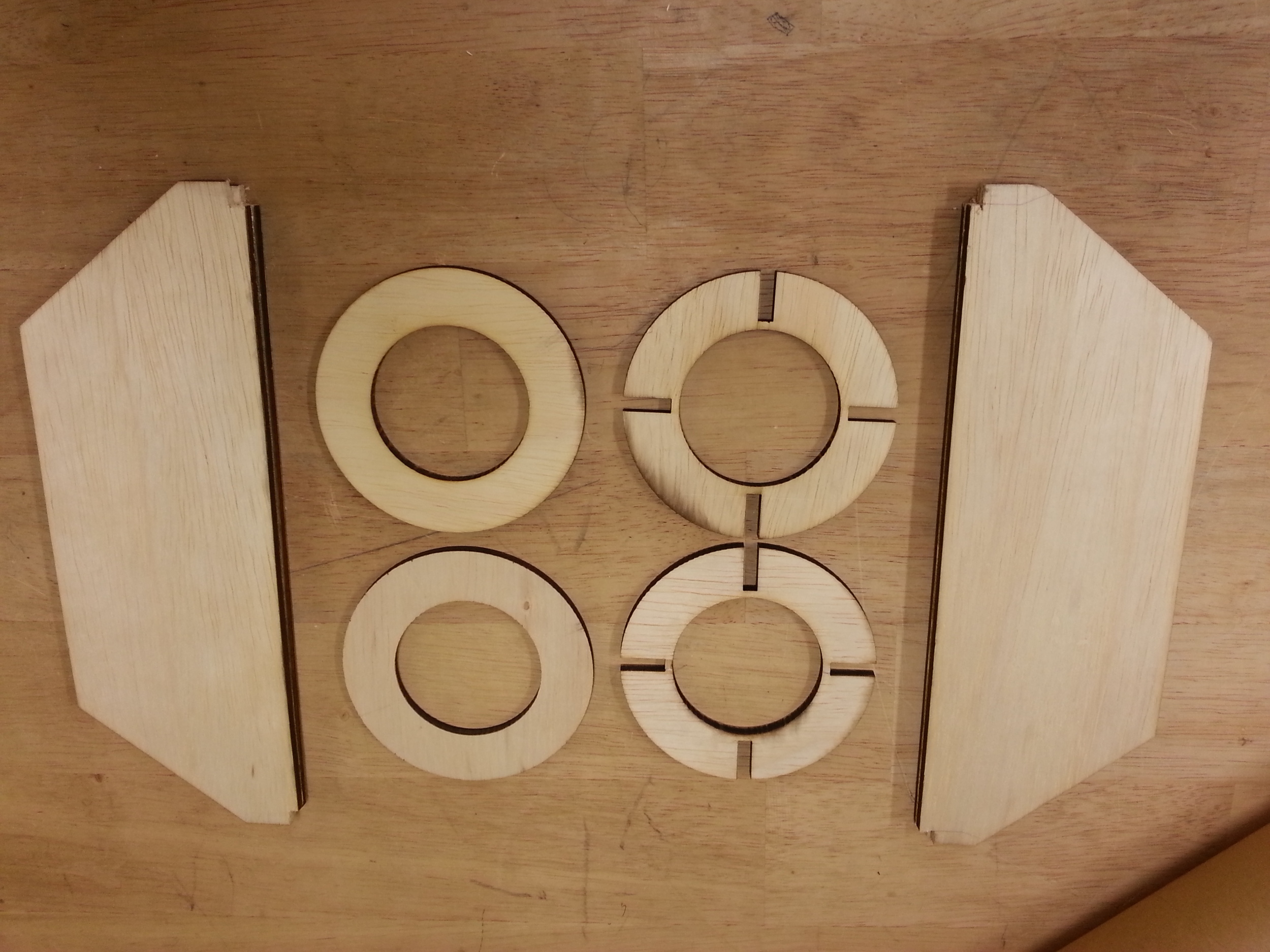 Pieces of the fin assembly