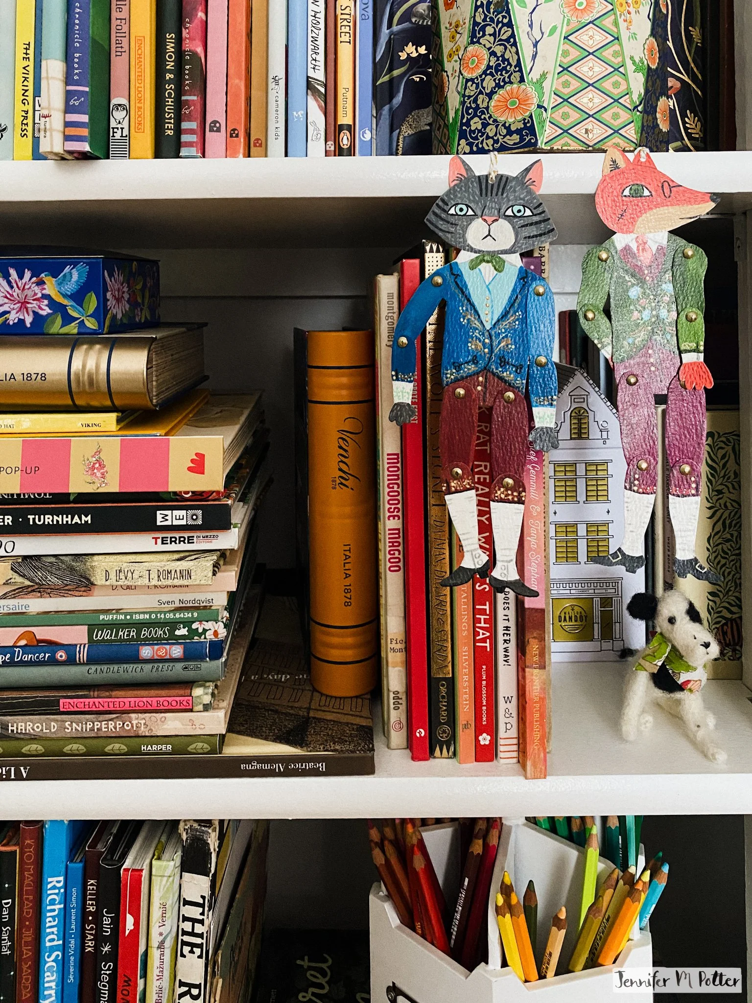 Close up of the bookshelf in my studio